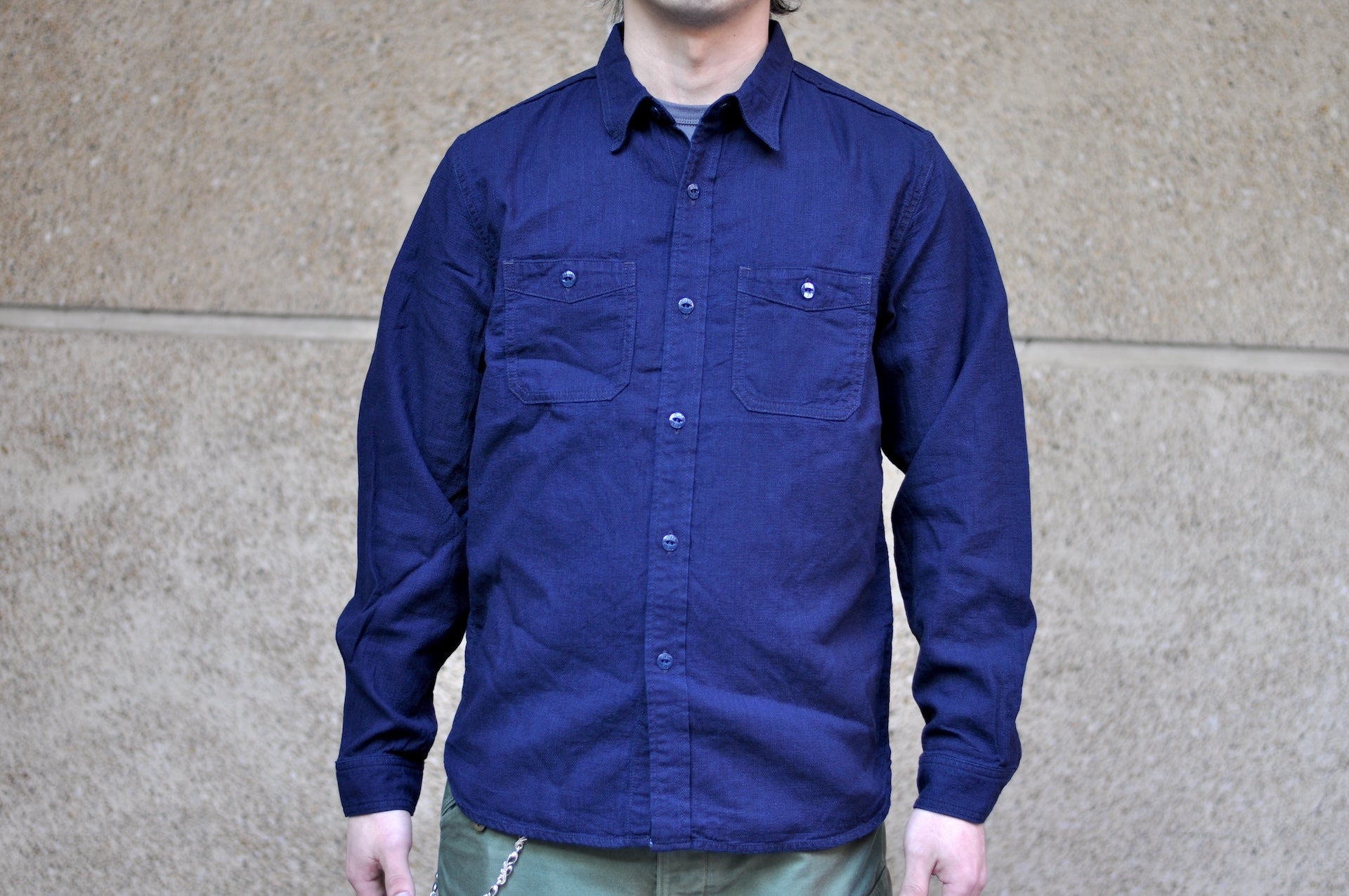 The Flat Head Indigo Dyed Selvage Dobby Work Shirt