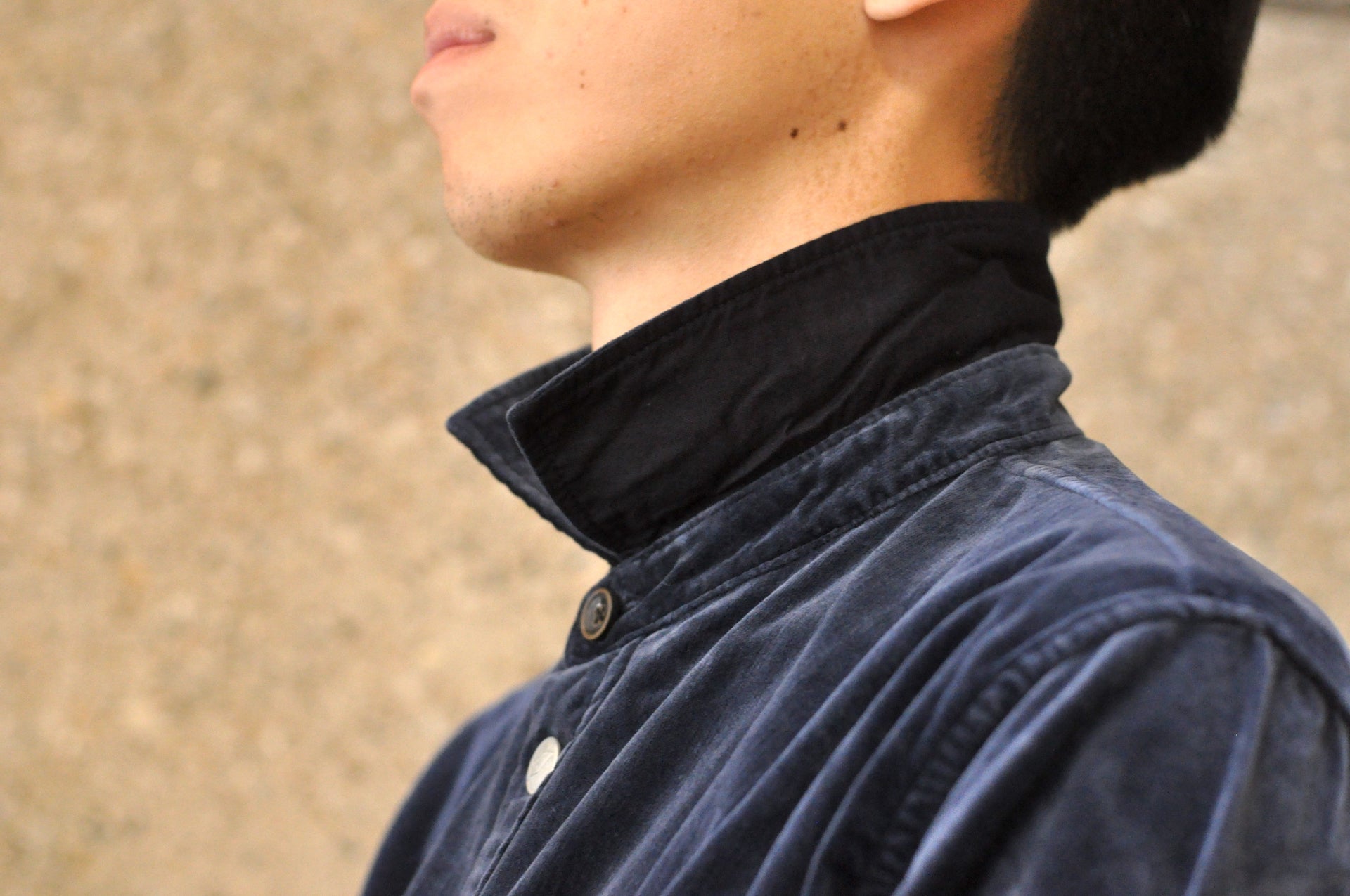 Pure Blue Japan Cotton Velvet C.P.O Jacketed Shirt (Navy)