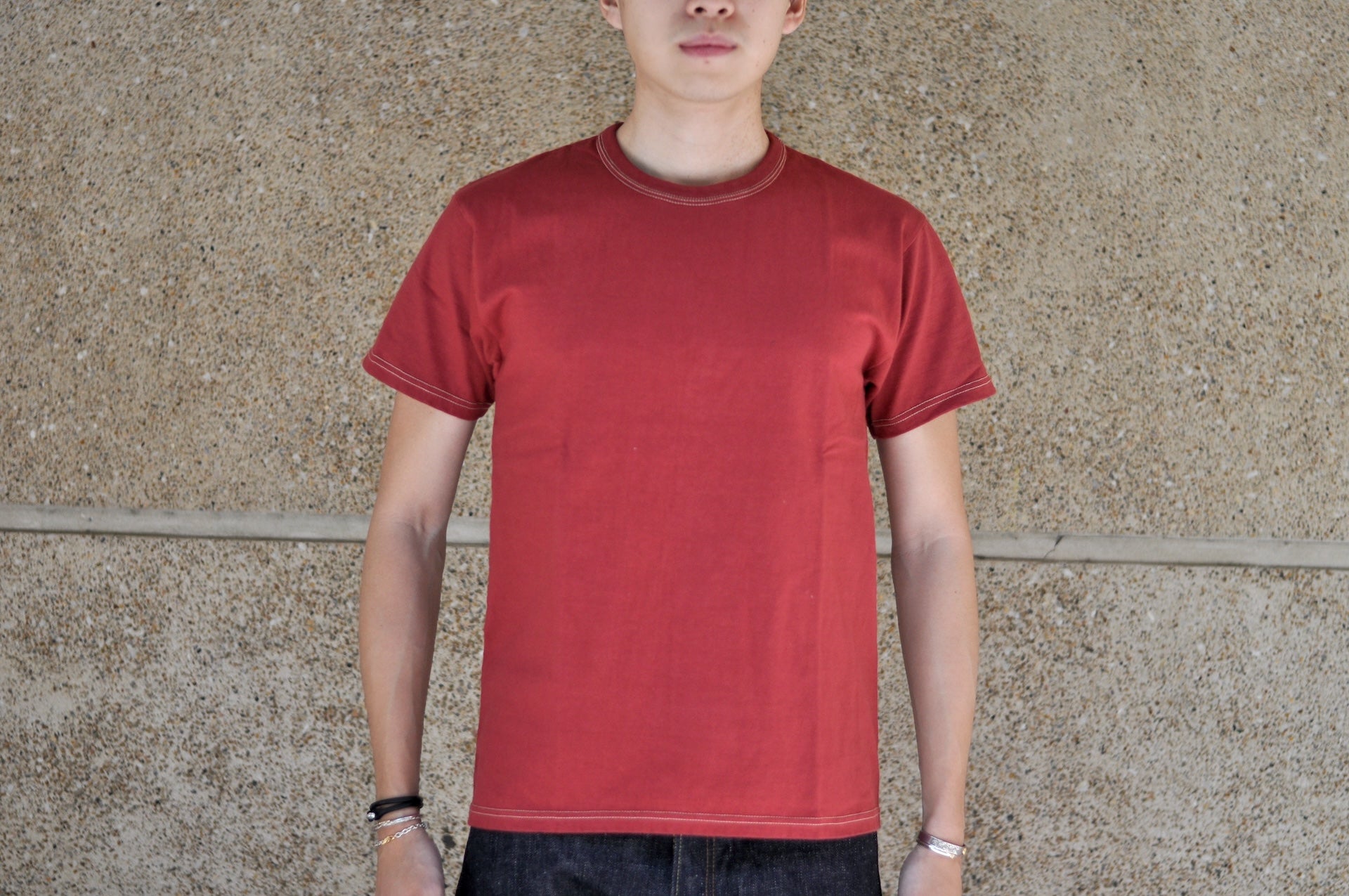 The Flat Head 24 Version 9oz Loopwheeled Plain Tee (Burgundy)