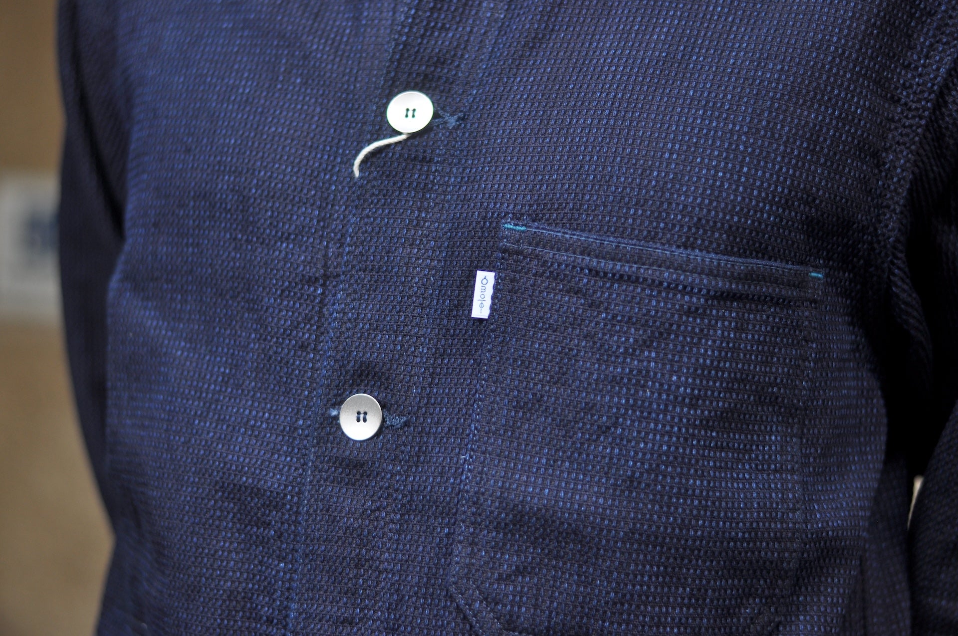 Omoto Denim 12oz Indigo Dyed "Cube Sashiko" Chore Jacket
