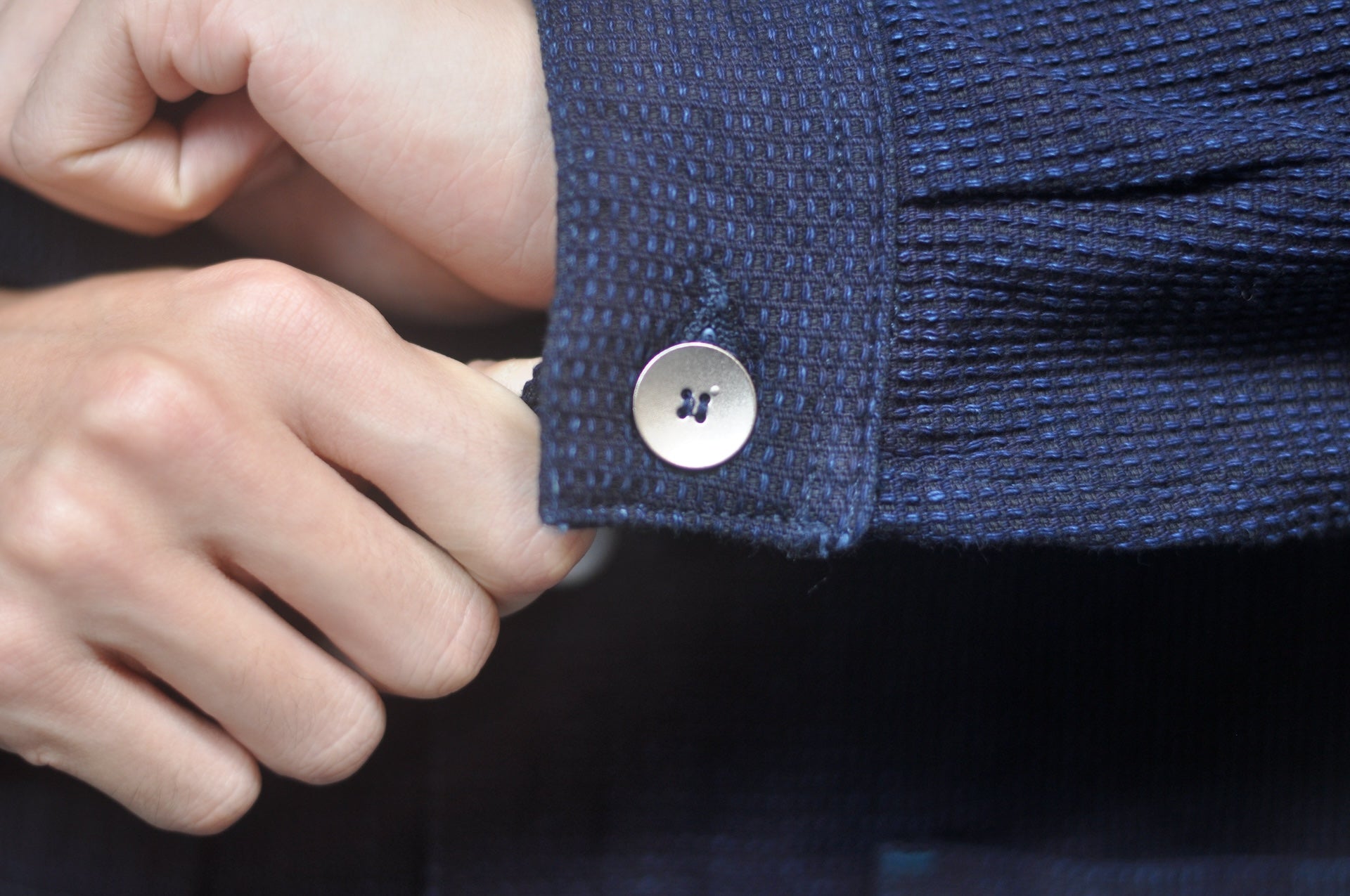 Omoto Denim 12oz Indigo Dyed "Cube Sashiko" Chore Jacket