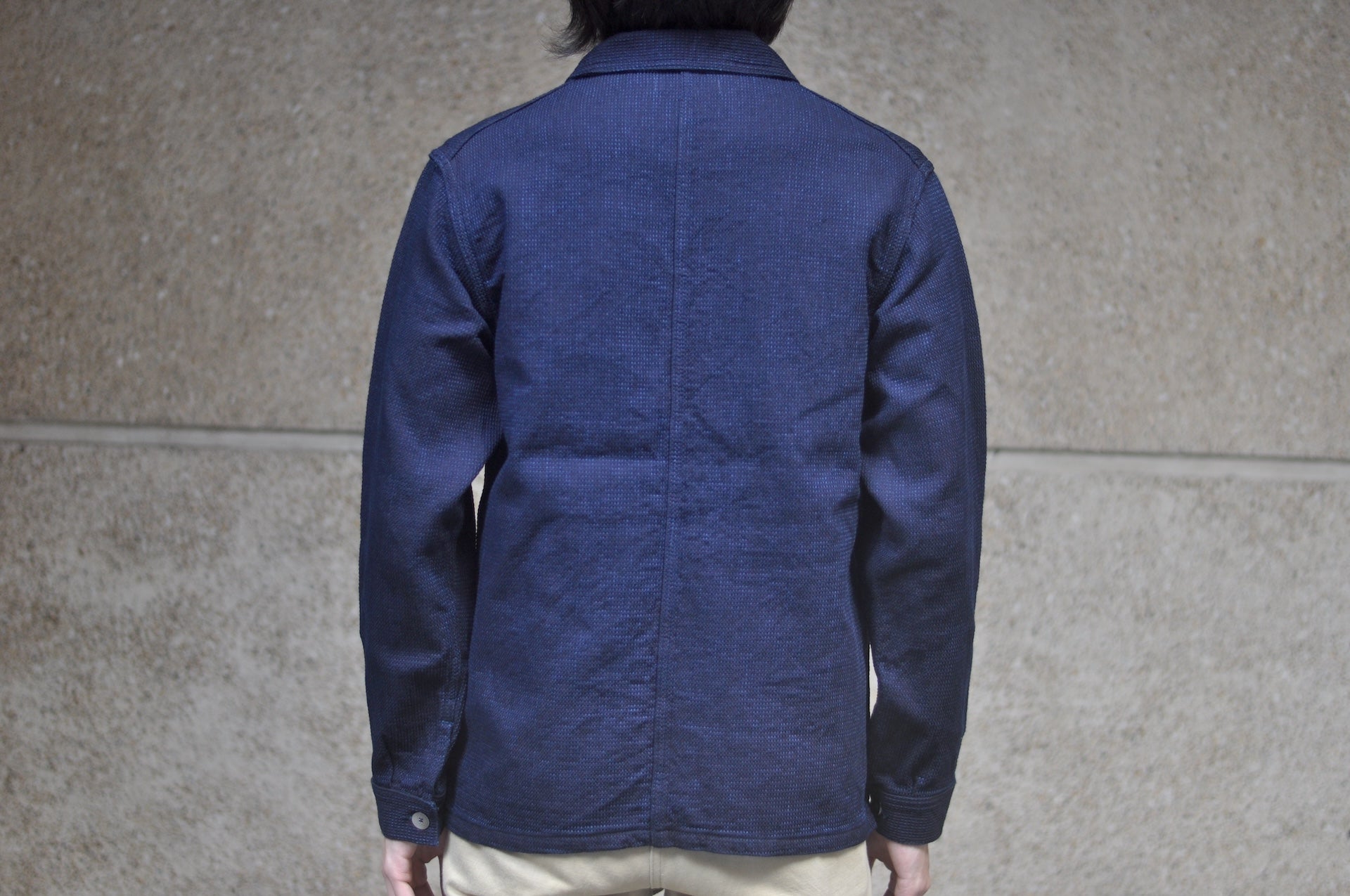 Omoto Denim 12oz Indigo Dyed "Cube Sashiko" Chore Jacket