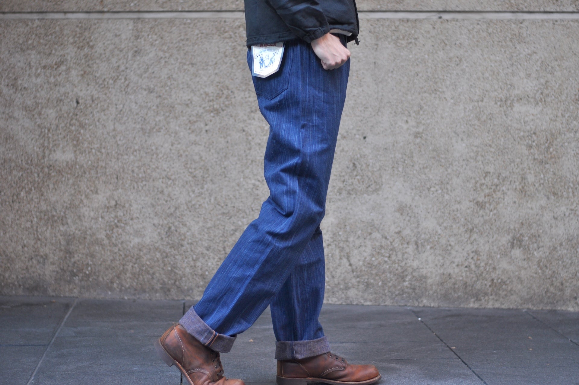 Graph Zero 13oz “Natural Indigo X Kakishibu” Vertical-Slub Denim (Classic Straight fit)