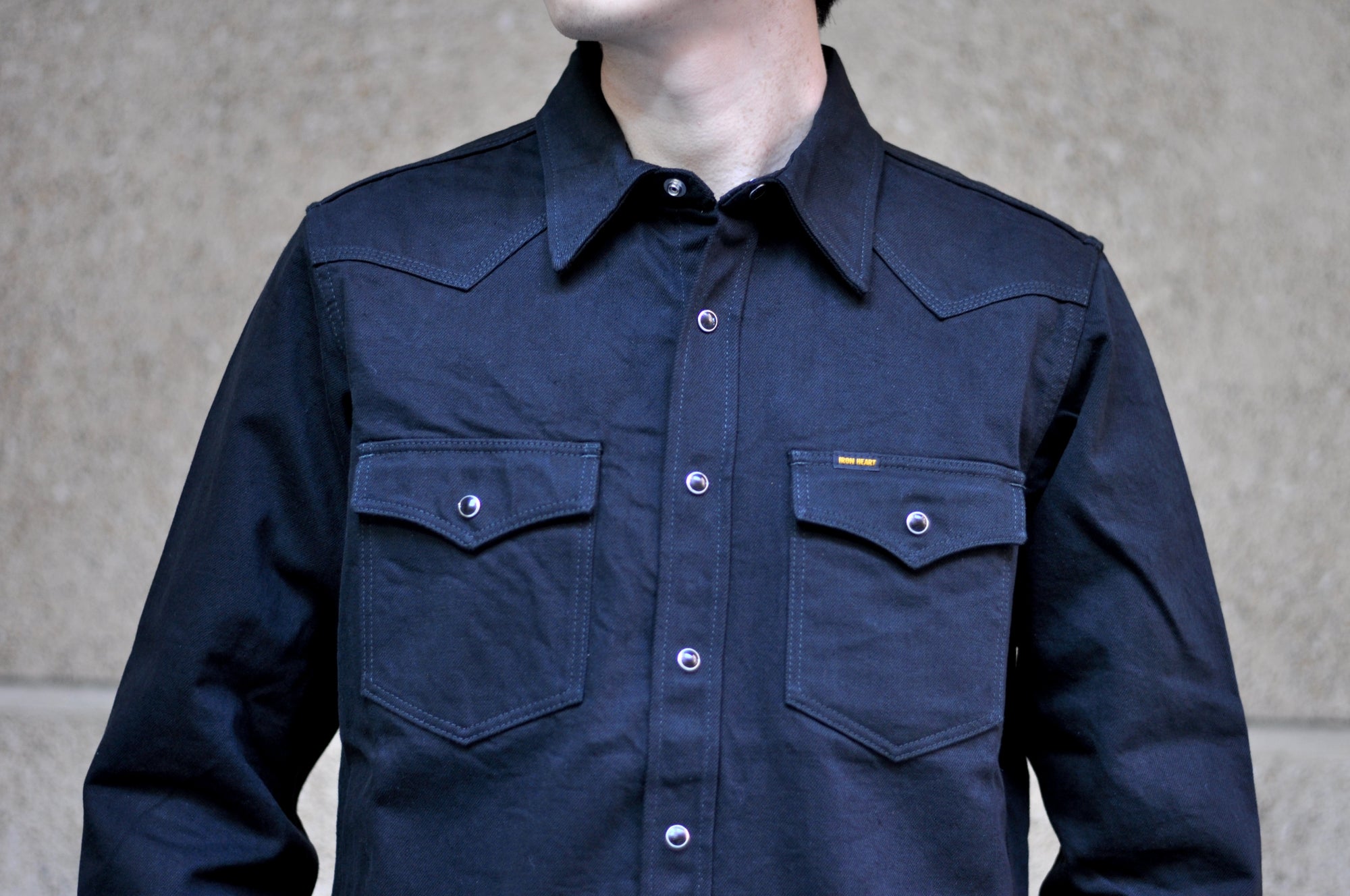 Iron Heart 12oz "Johnny Cash III" Black Selvage Denim Western Shirt