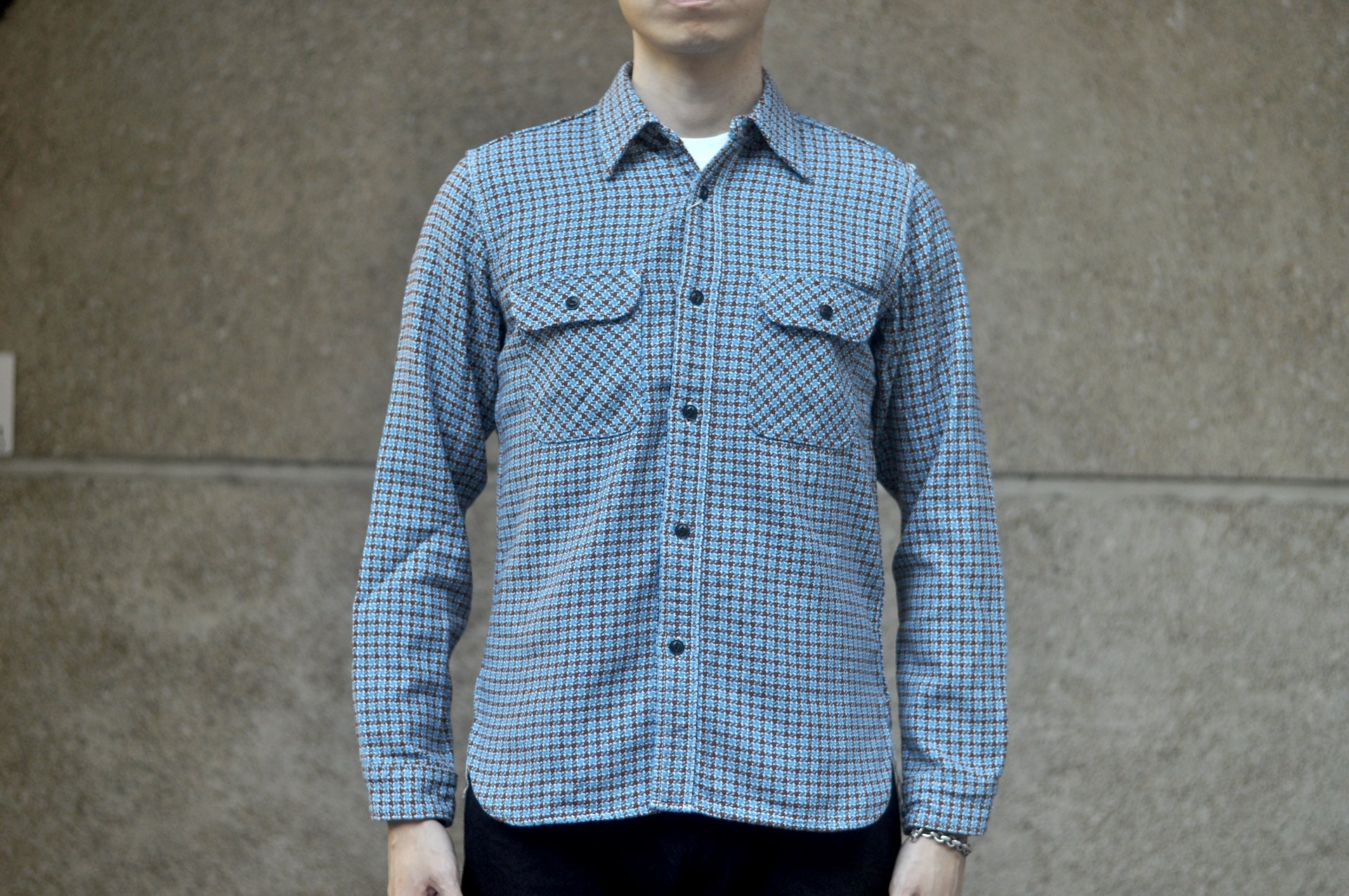 Samurai Indigo Dyed Heavyweight “Overseas Edition” Flannel Workshirt (Cheese Brown)