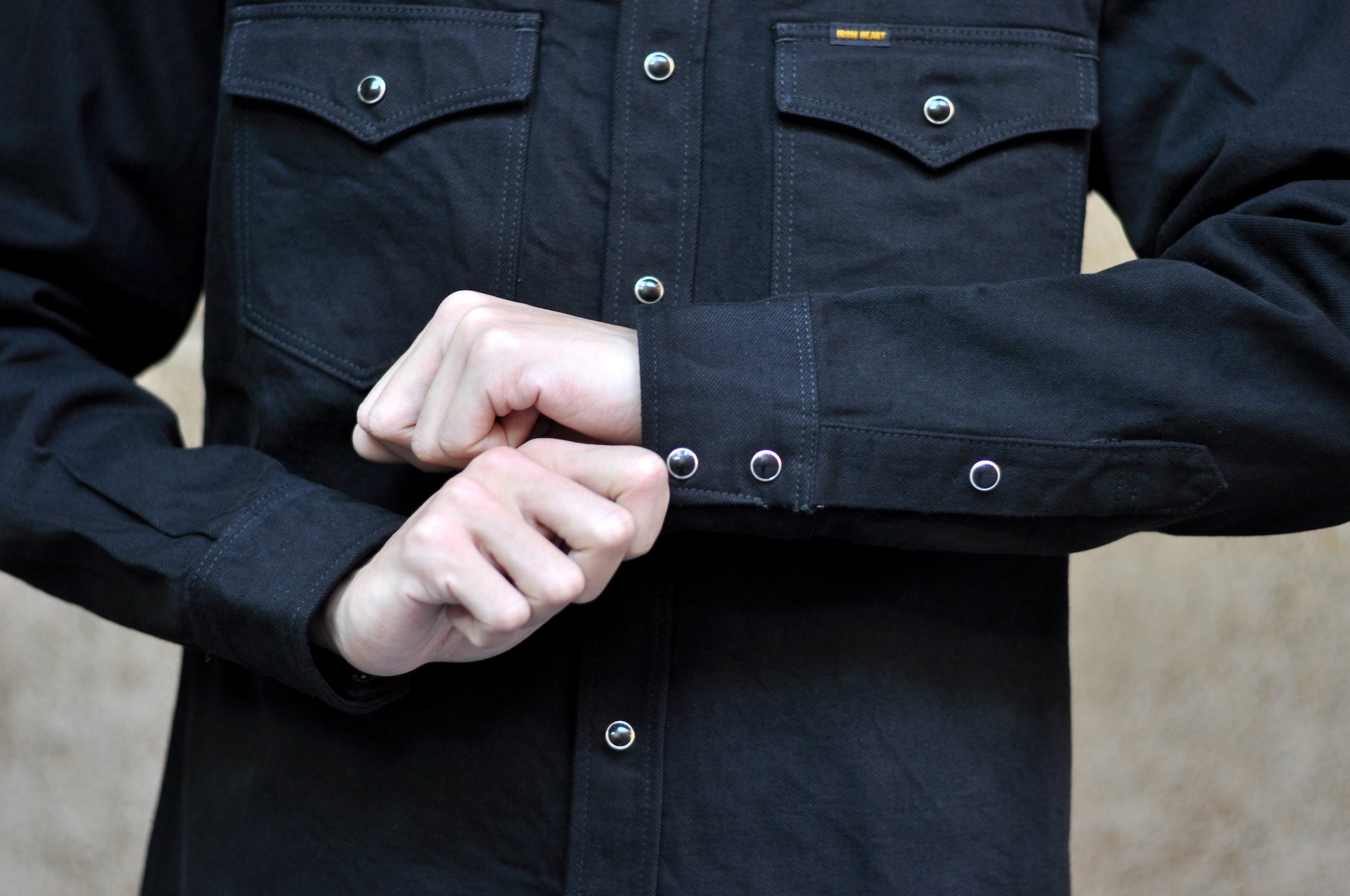 Iron Heart 12oz "Johnny Cash III" Black Selvage Denim Western Shirt