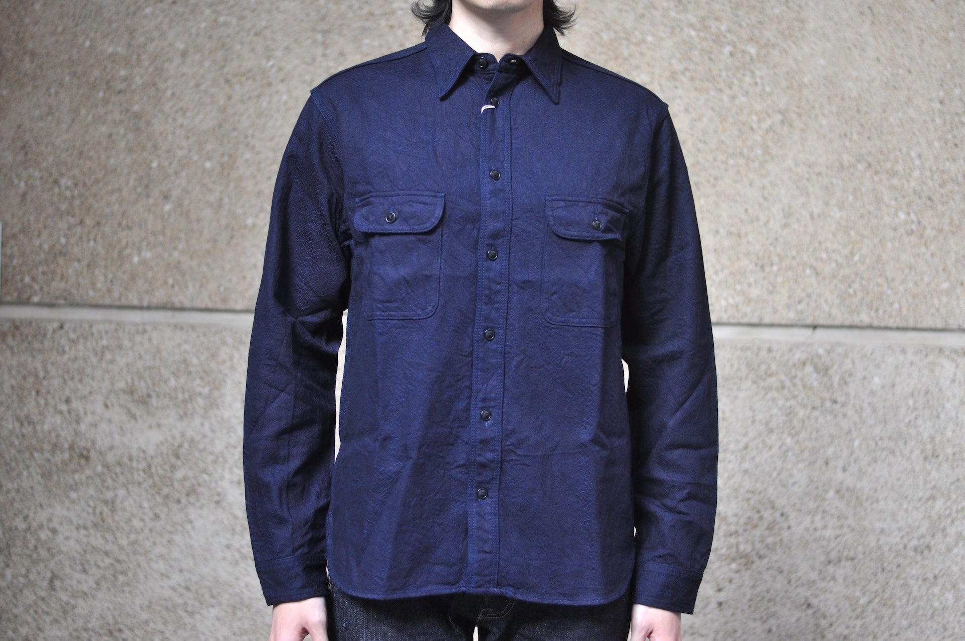 Samurai Indigo Dyed "Year of the Snake" Jacquard Workshirt (Oversea Edition)