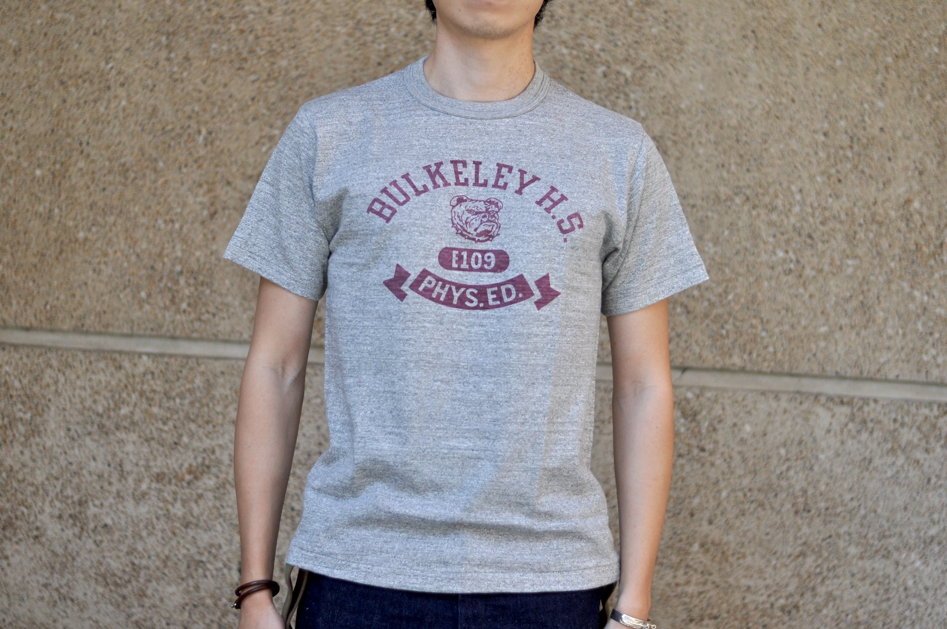 Warehouse Co 5.5oz "Bulkeley" 'Bamboo Textured' Tee (Heather Grey)