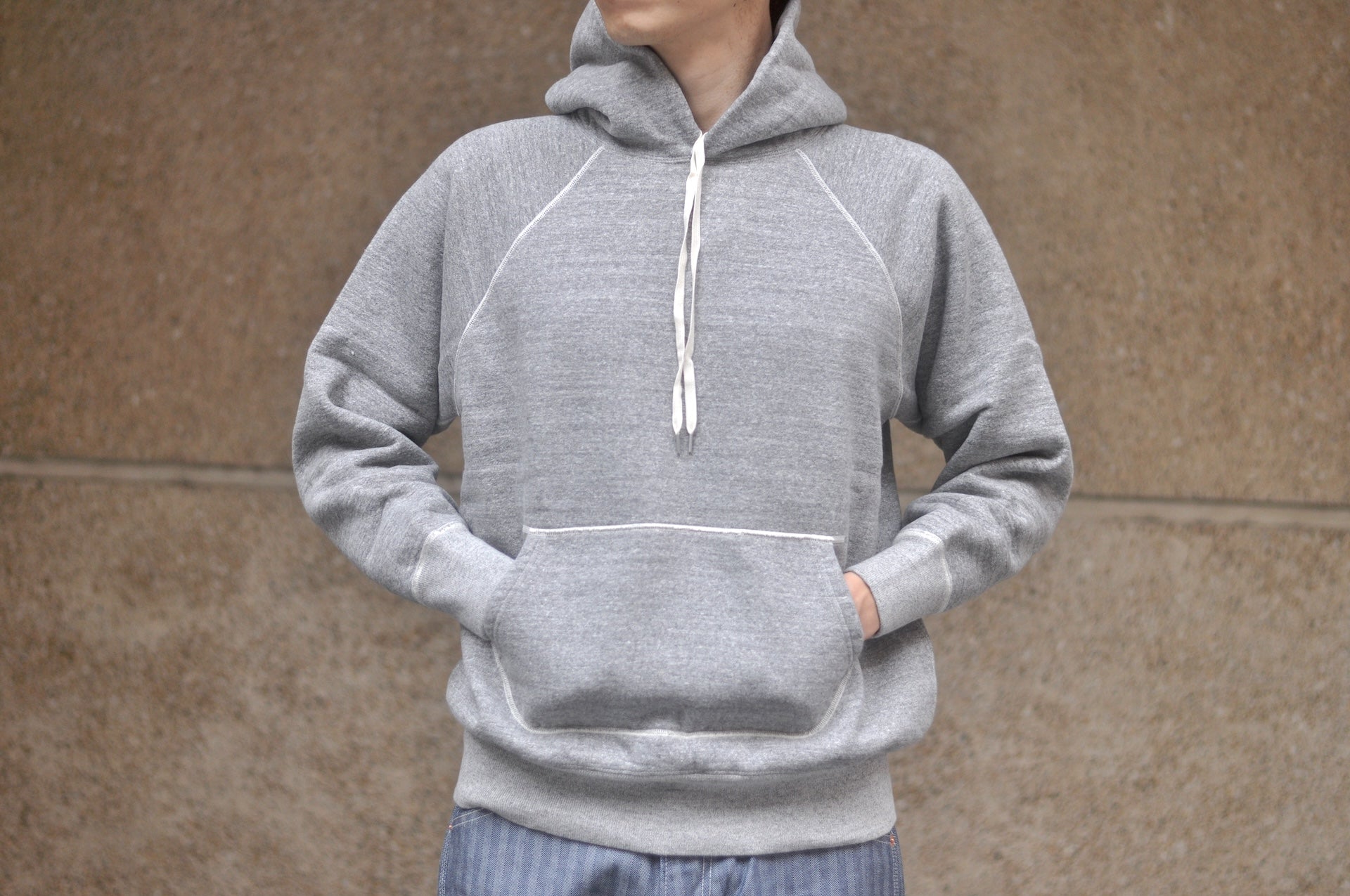 RAGGY CLOTHING 14oz “Pound Cake” Loopwheeled Pullover (Mottled Grey)
