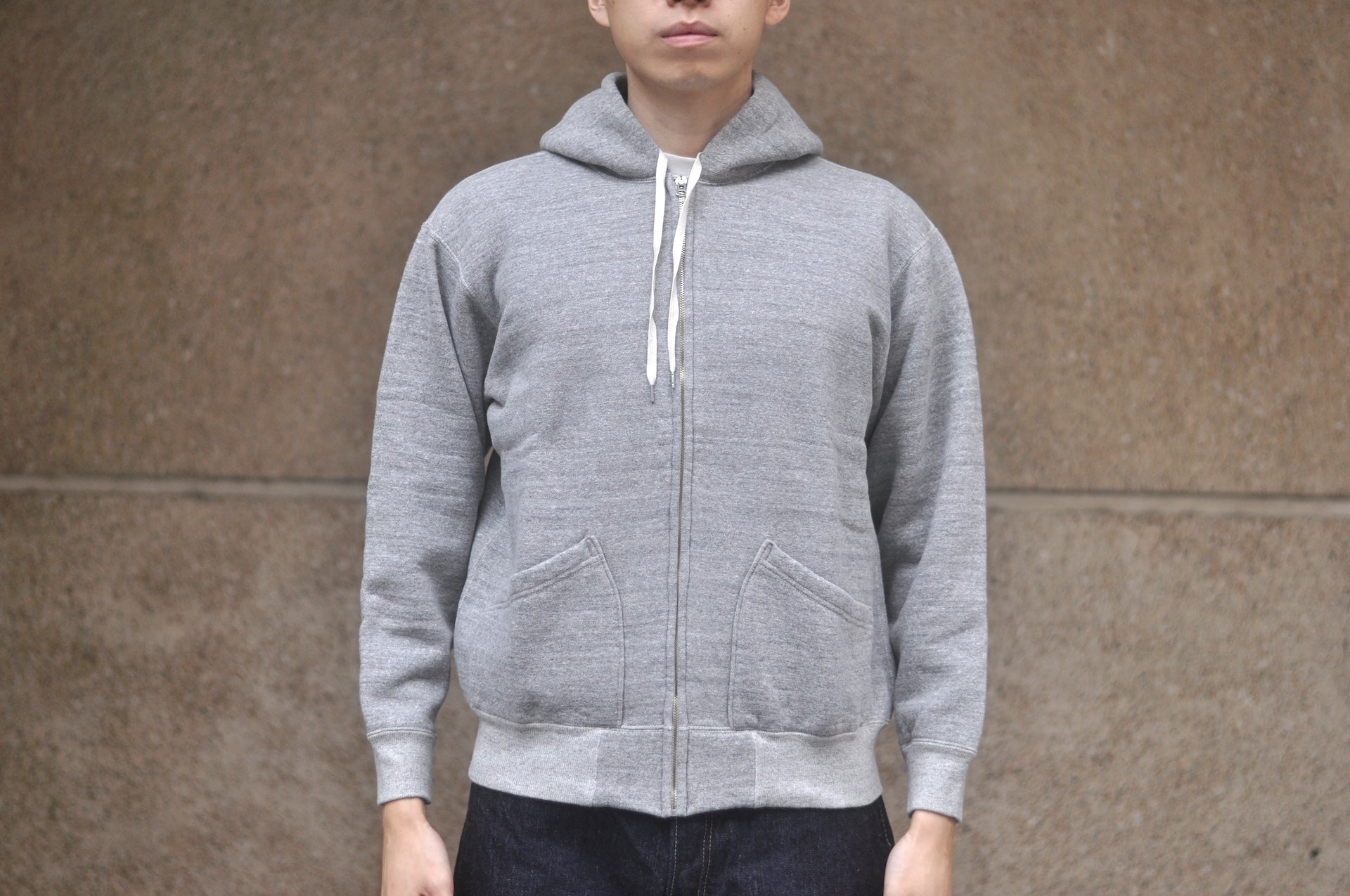 RAGGY CLOTHING 14oz “Pound Cake” Loopwheeled Hoody (Mottled Grey)