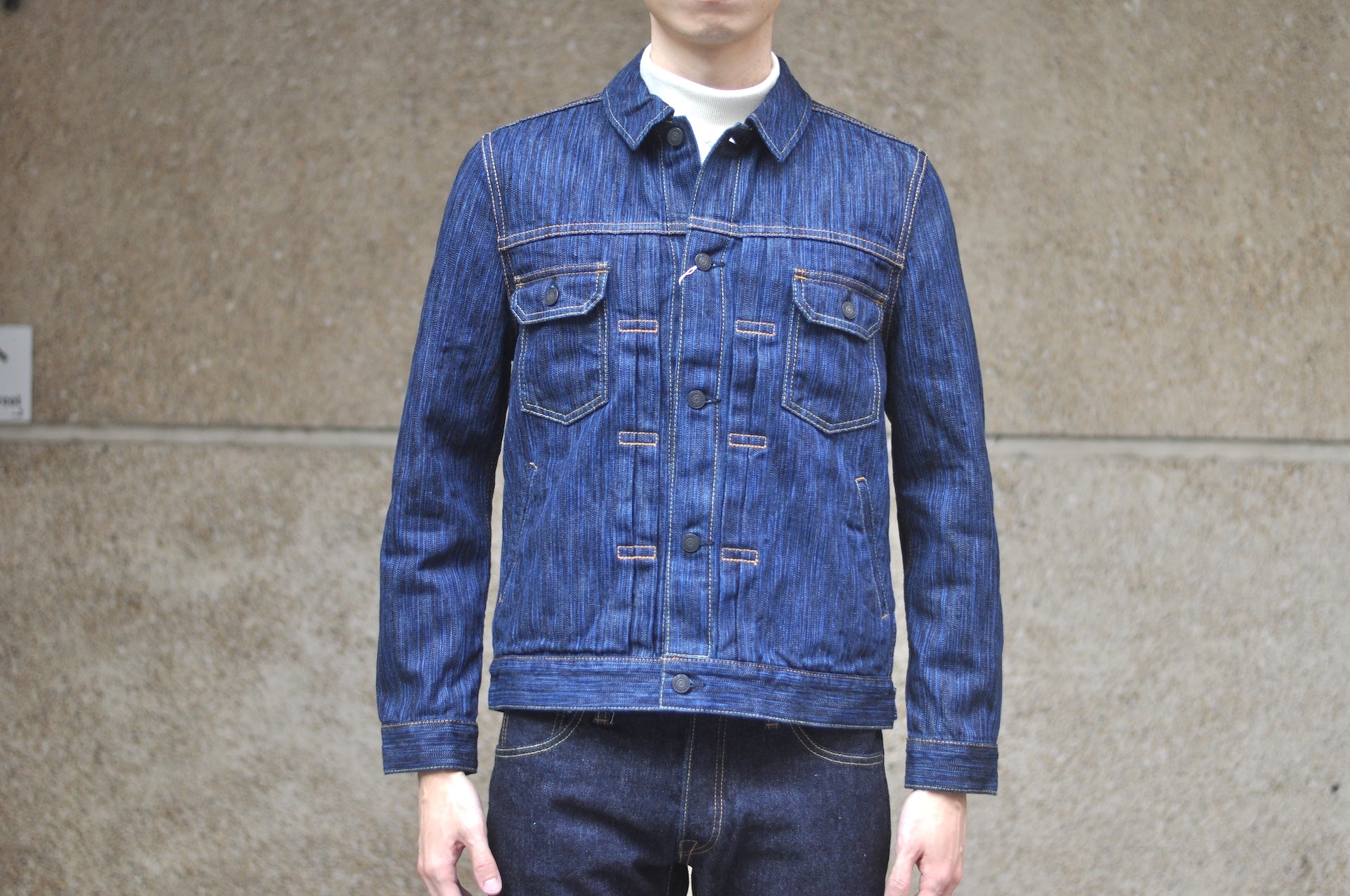 Pure Blue Japan 14.5oz Indigo Dyed “Waterfall” Type 2 Denim Jacket (Daylight)