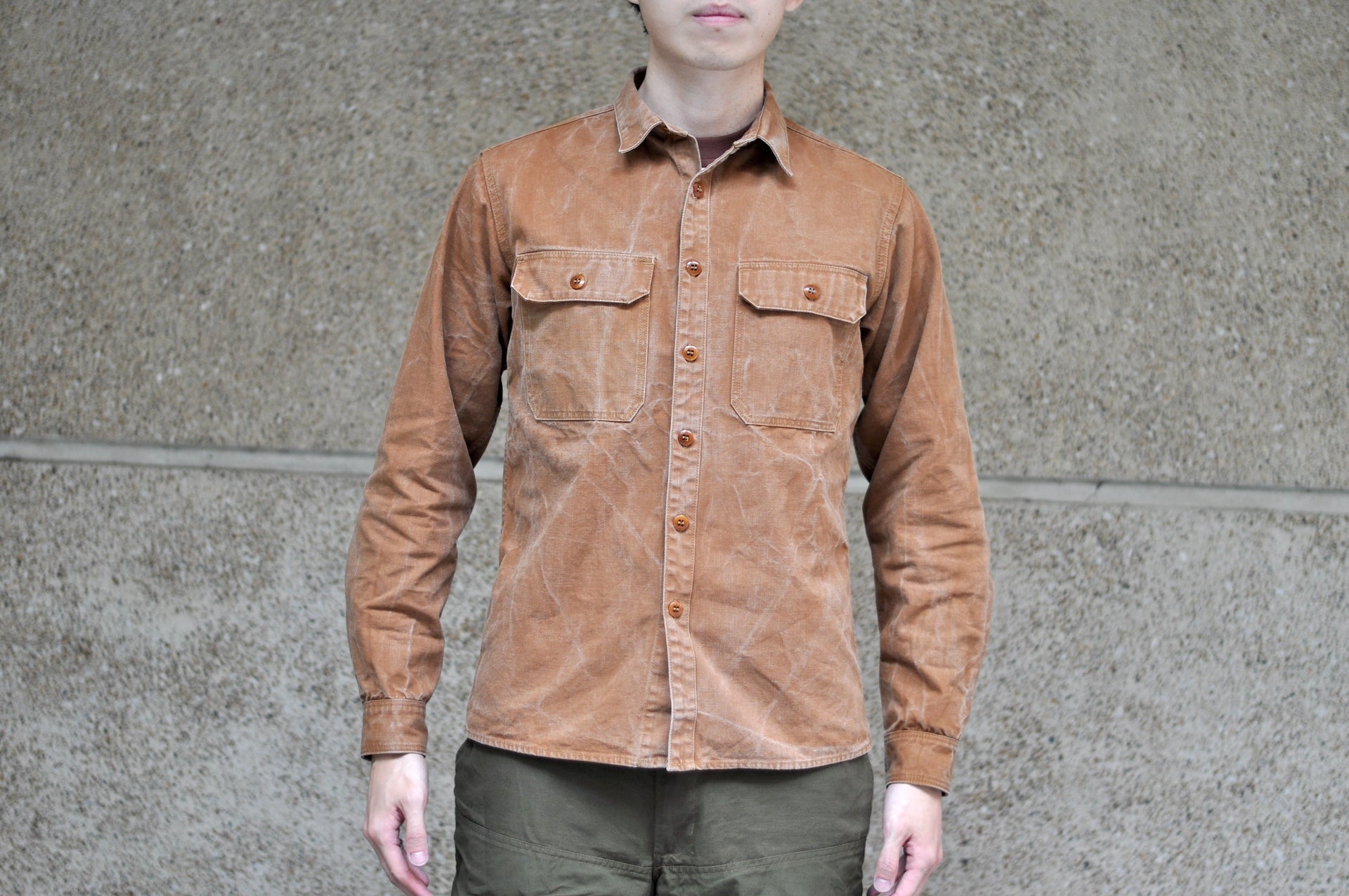 Freewheelers "Uplander" Heavyweight Duck Canvas Workshirt (Brown)