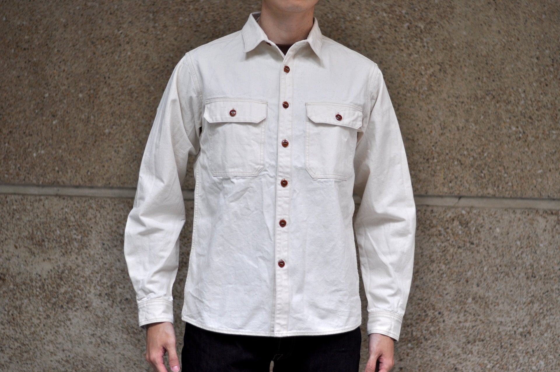 Freewheelers "Uplander" Heavyweight Duck Canvas Workshirt (Natural)