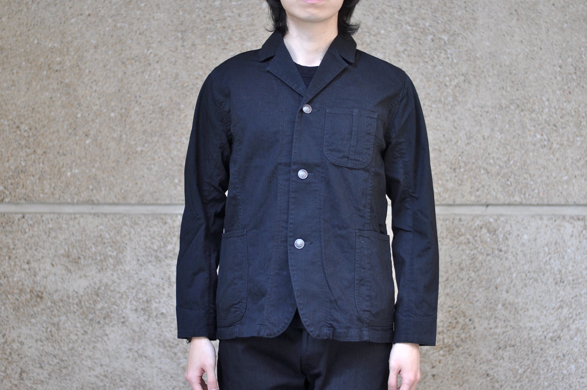 Pure Blue Japan 11oz Stretch Denim Tailored Jacket (Black)