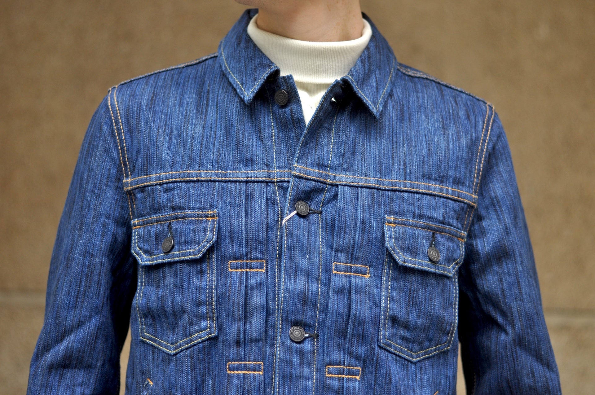 Pure Blue Japan 14.5oz Indigo Dyed “Waterfall” Type 2 Denim Jacket (Midnight)