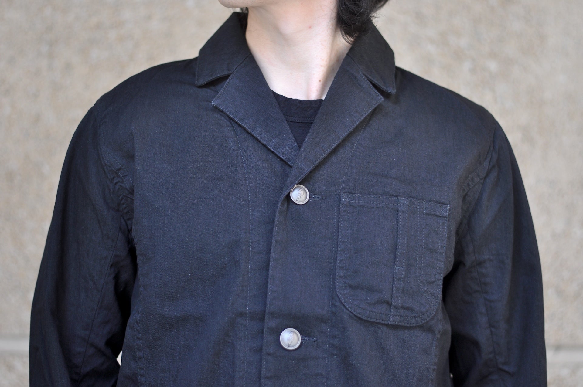 Pure Blue Japan 11oz Stretch Denim Tailored Jacket (Black)