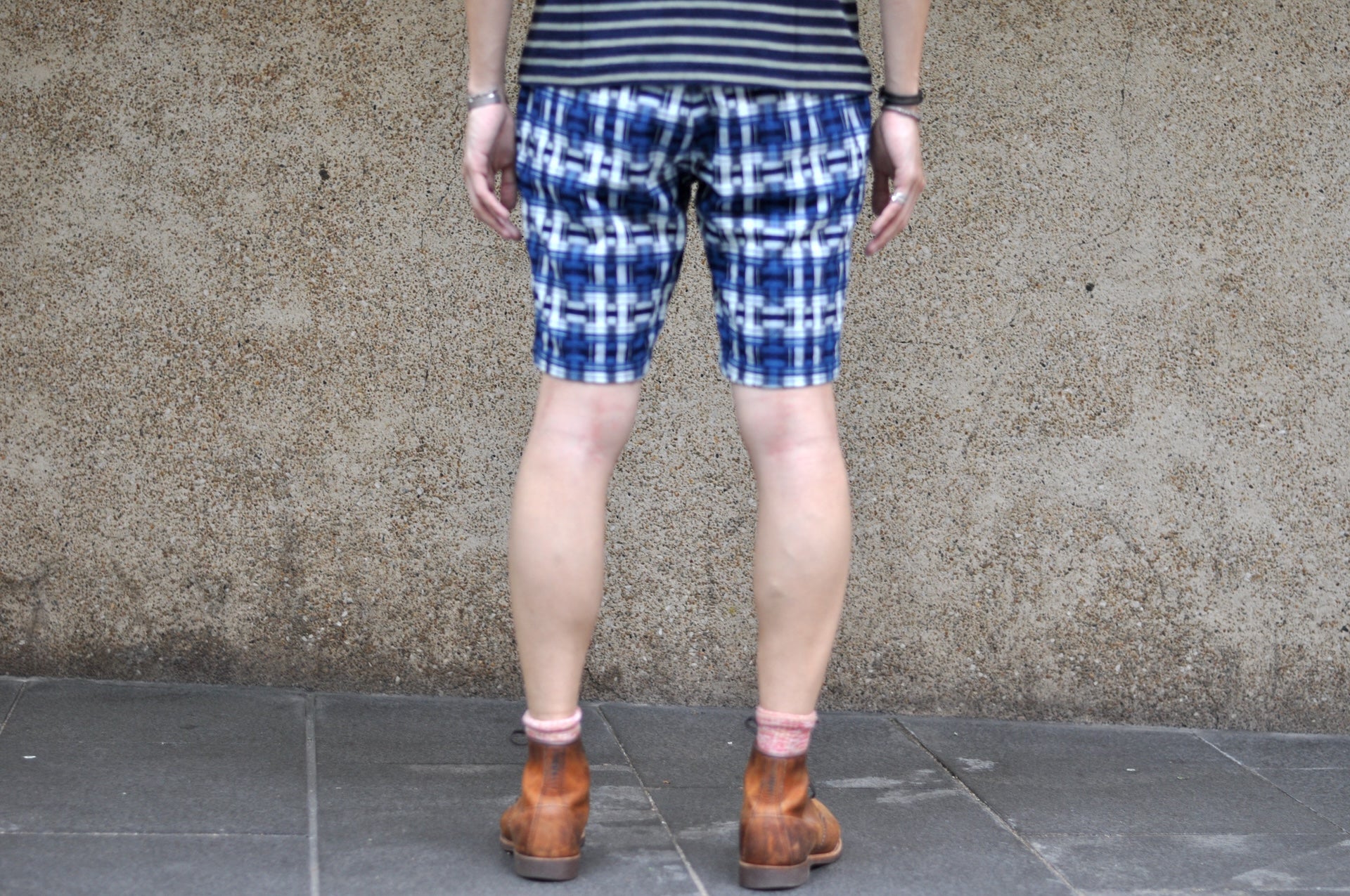 Samurai "Broken Lattice" Natural Indigo Dyed Easy Shorts