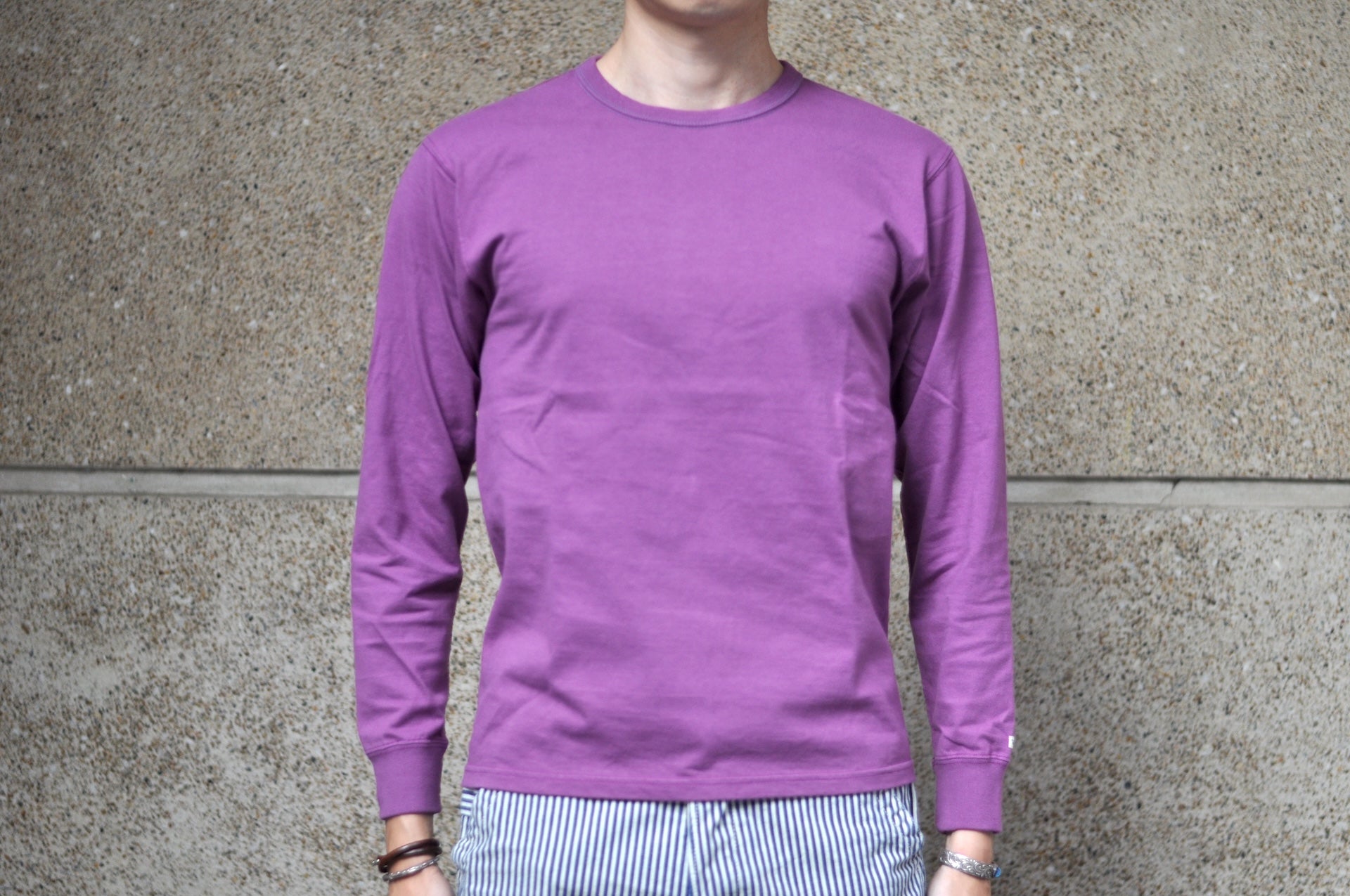 The Flat Head 9oz Loopwheel L/S Plain Tee (Purple)