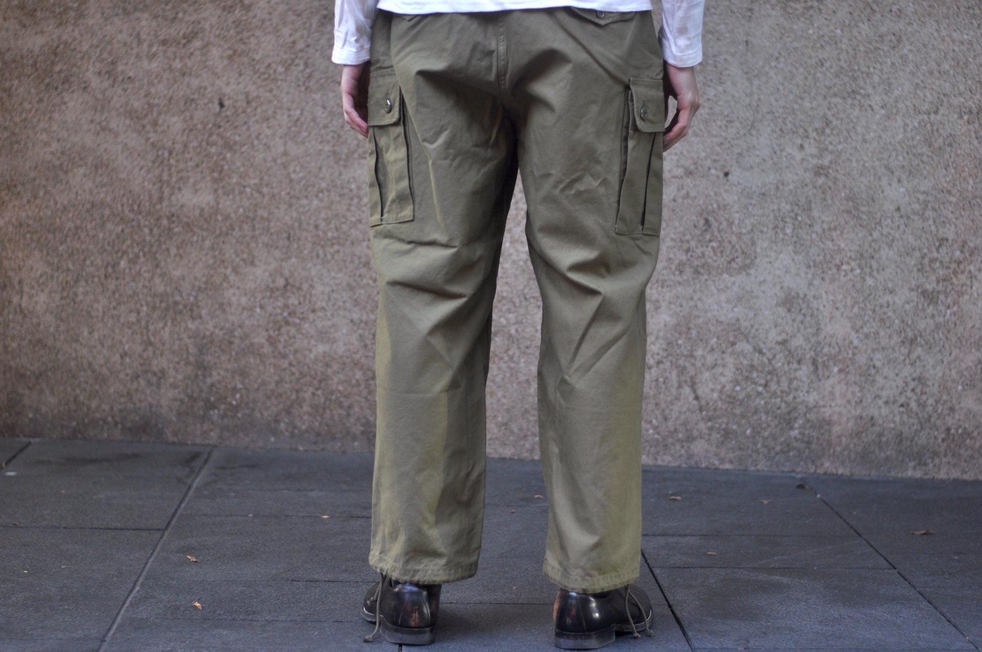 Freewheelers Back Satin "Jungle Fatiques" Tropical Trousers (Olive)