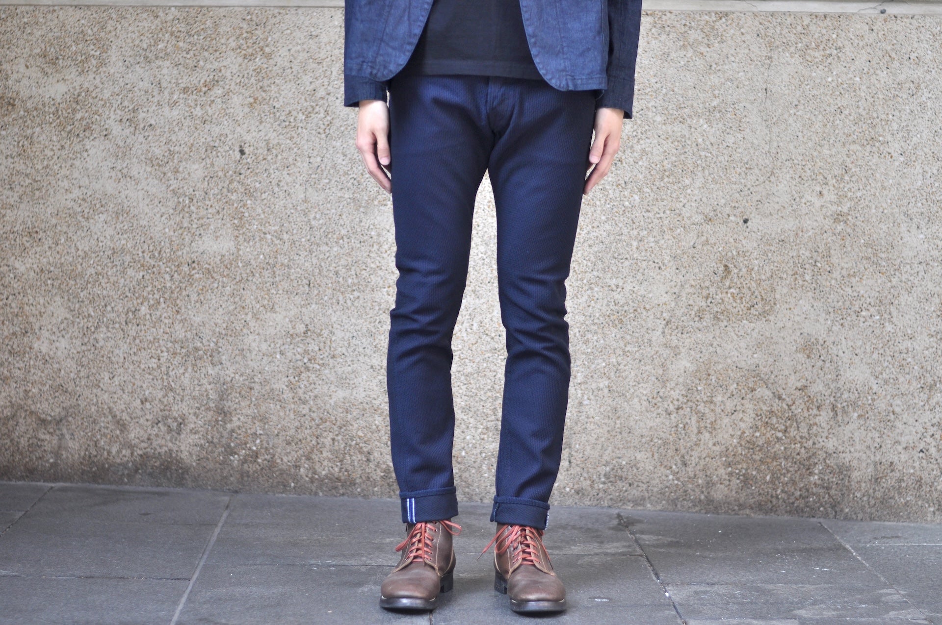 Pure Blue Japan 12.5oz "Double-Warps" Sashiko Trousers (Indigo X Black)