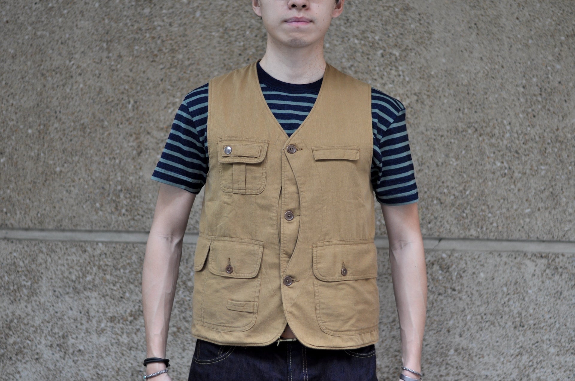 Warehouse Co Lightweight Selvage Dobby Fishing Vest (Brown)