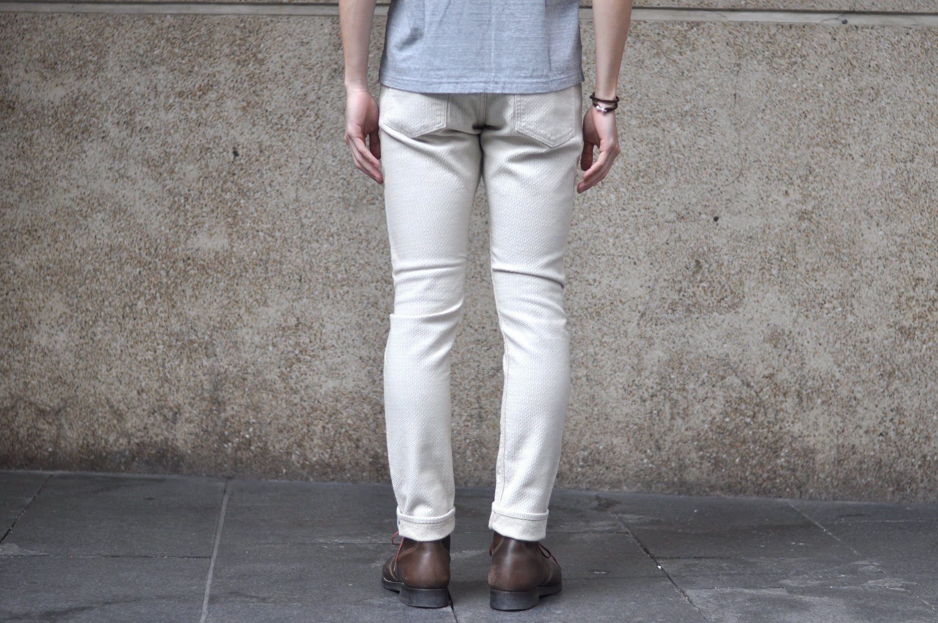 Pure Blue Japan 12.5oz "Double-Warps" Sashiko Trousers (Ivory X Beige)
