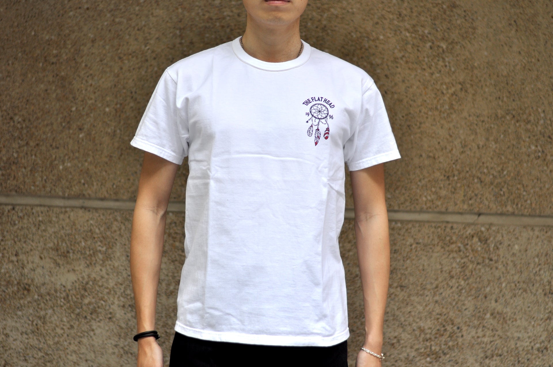 The Flat Head 9oz "Native American" Loopwheeled Tee (White)