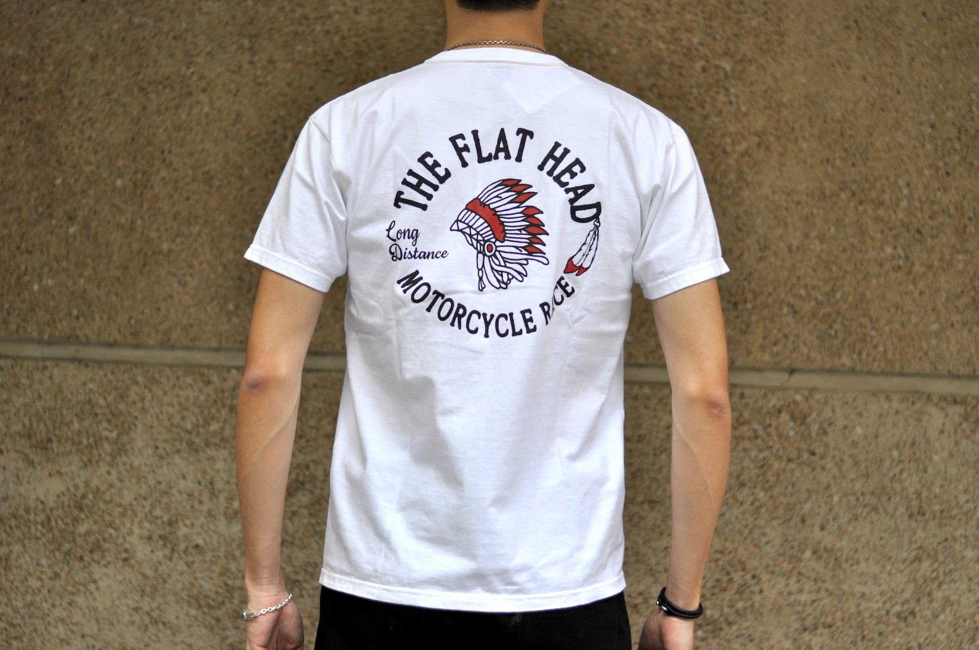 The Flat Head 9oz "Native American" Loopwheeled Tee (White)