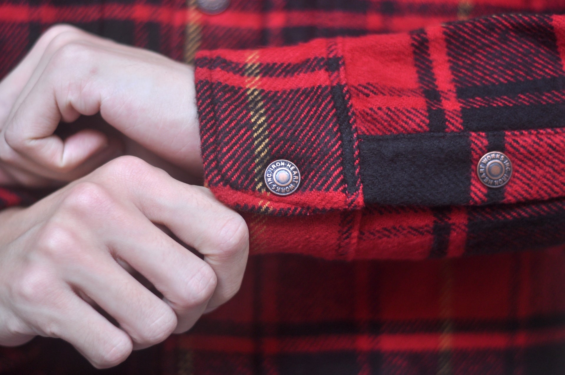 Iron Heart 10oz Heavyweight Flannel Rider’s Overshirt (Saturated Red)