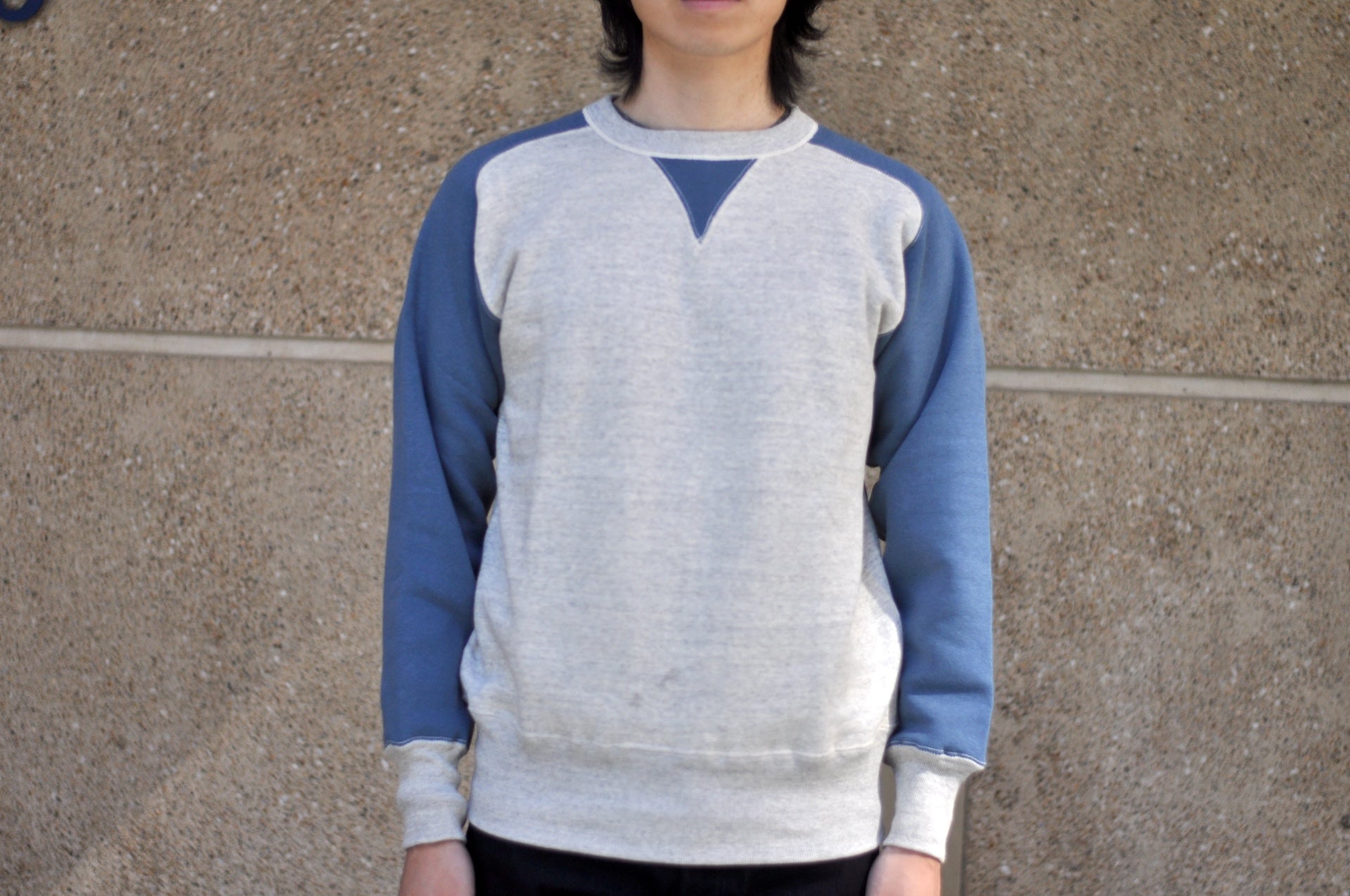 John Gluckow X Warehouse Co. 10oz Loopwheeled "Two-Toned Freedom" Sweatshirt (Oatmeal x Navy)