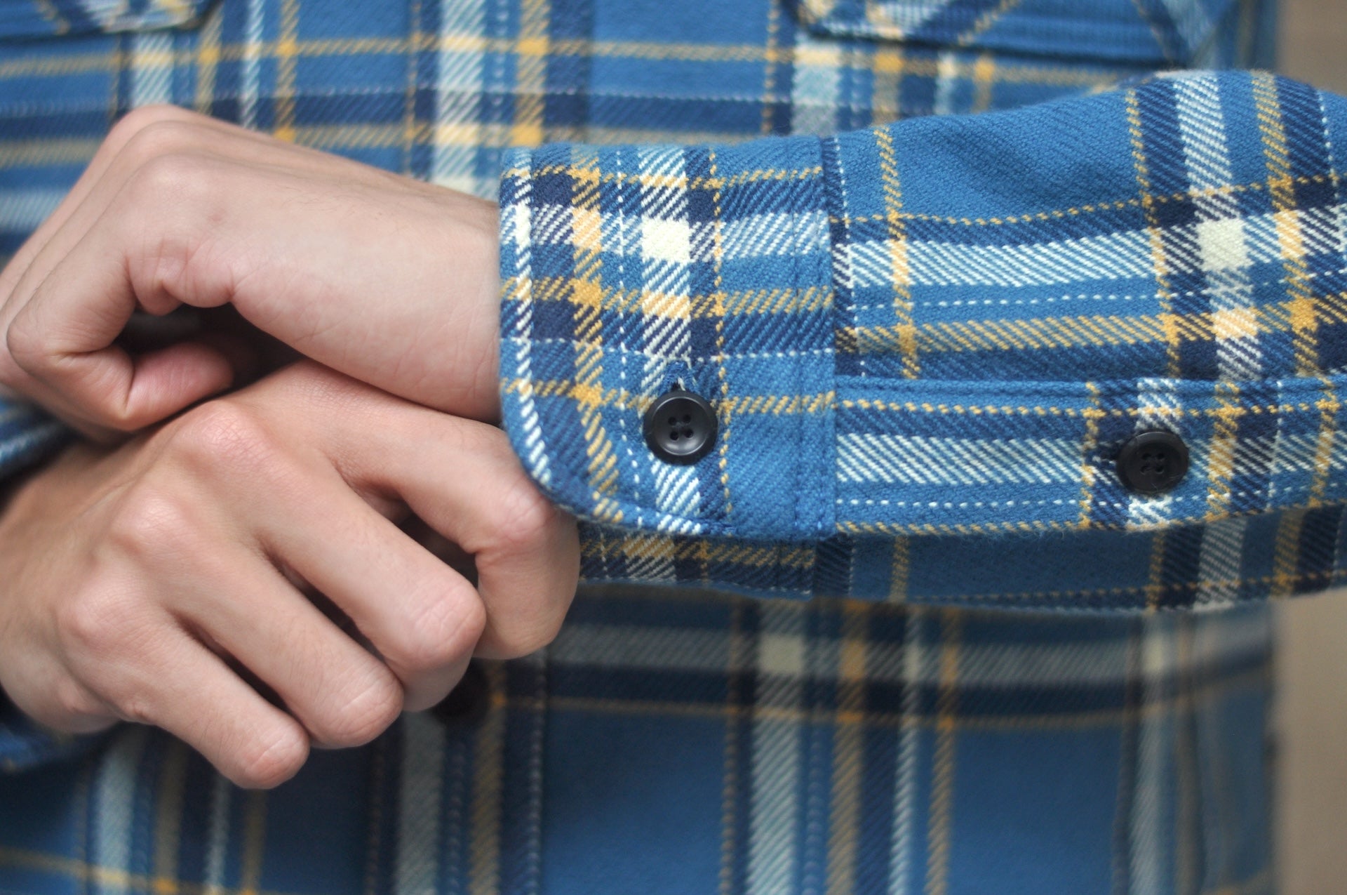 Iron Heart Ultra-Heavy Flannel Crazy Check Work Shirt (Cerulean Blue)