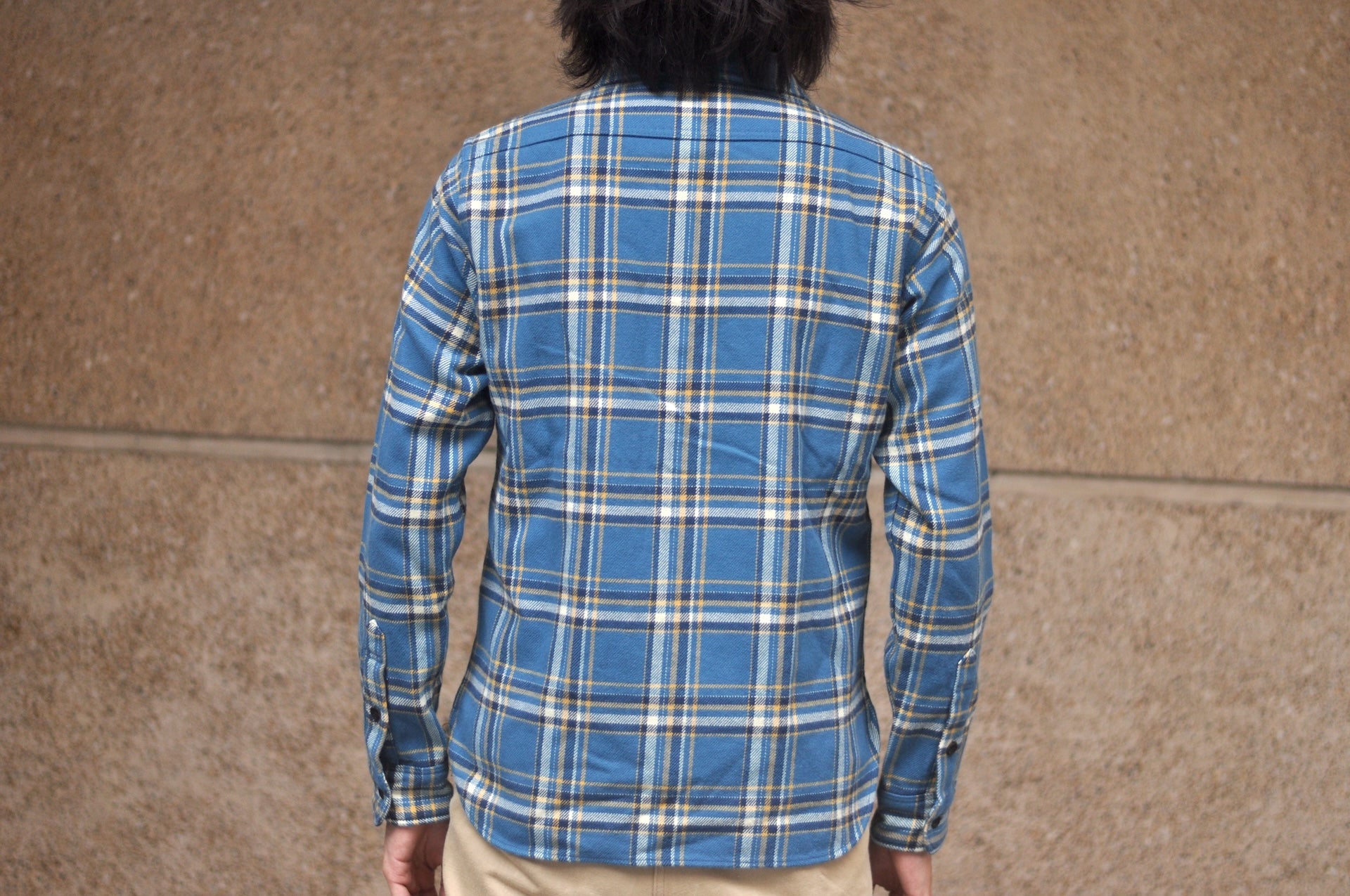 Iron Heart Ultra-Heavy Flannel Crazy Check Work Shirt (Cerulean Blue)