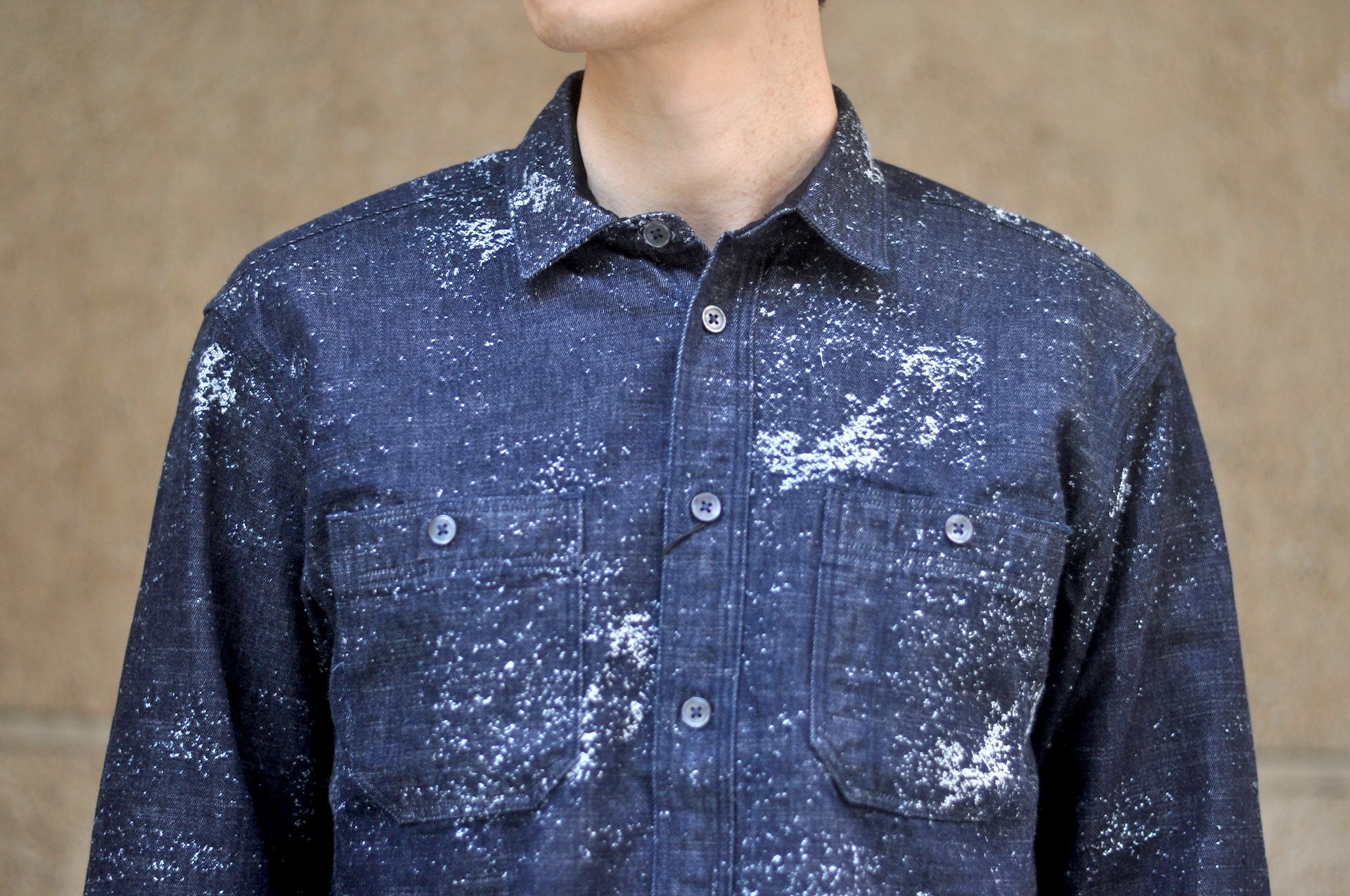 Momotaro 12oz Indigo Dyed “Ocean of Indigo” Jacquard Denim Workshirt