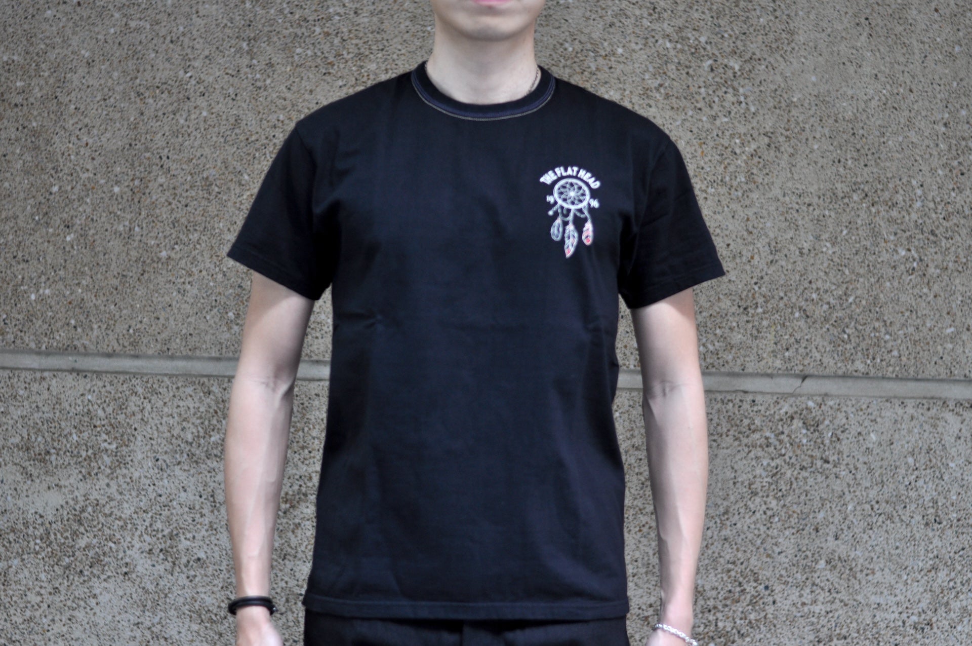 The Flat Head 9oz "Native American" Loopwheeled Tee (Black)