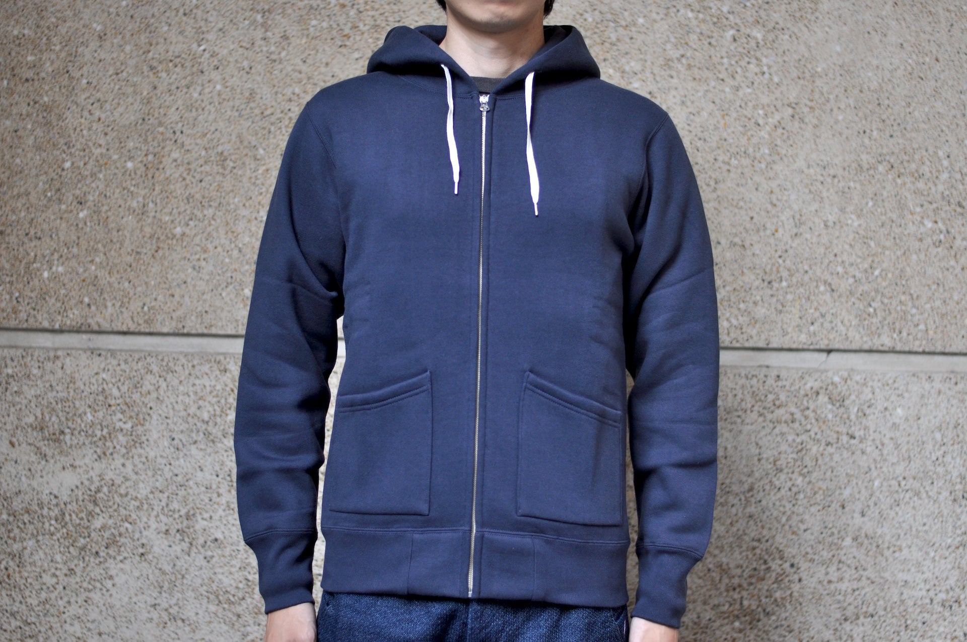 Unique Garment 12oz 'Pioneer' Loopwheeled Hoody (Midnight Navy)