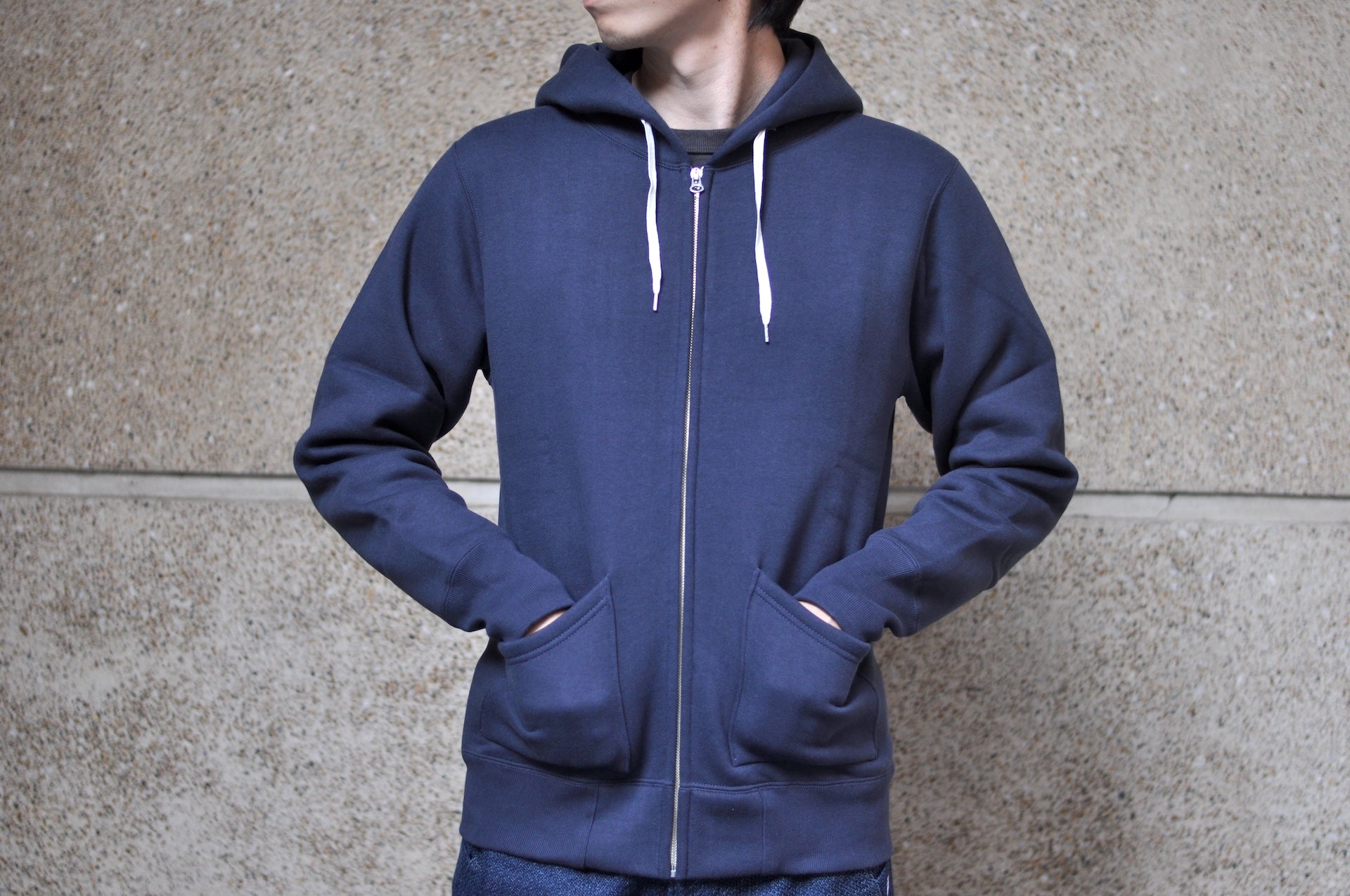 Unique Garment 12oz 'Pioneer' Loopwheeled Hoody (Midnight Navy)