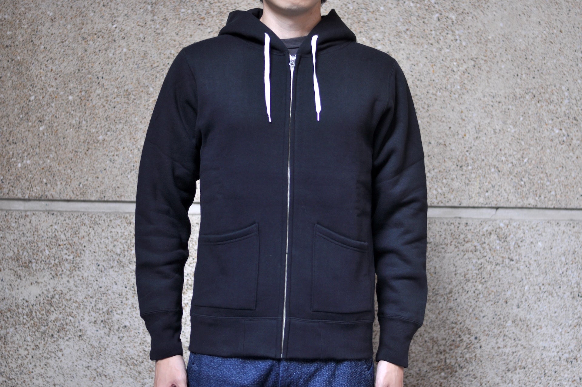 Unique Garment 12oz 'Pioneer' Loopwheeled Hoody (Shadow Black)