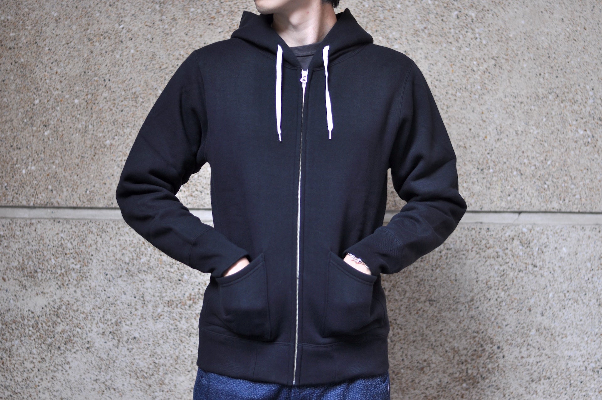 Unique Garment 12oz 'Pioneer' Loopwheeled Hoody (Shadow Black)