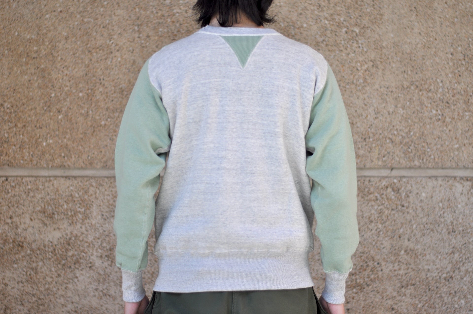 John Gluckow X Warehouse Co. 10oz Loopwheeled "Two-Toned Freedom" Sweatshirt (Oatmeal x Green)