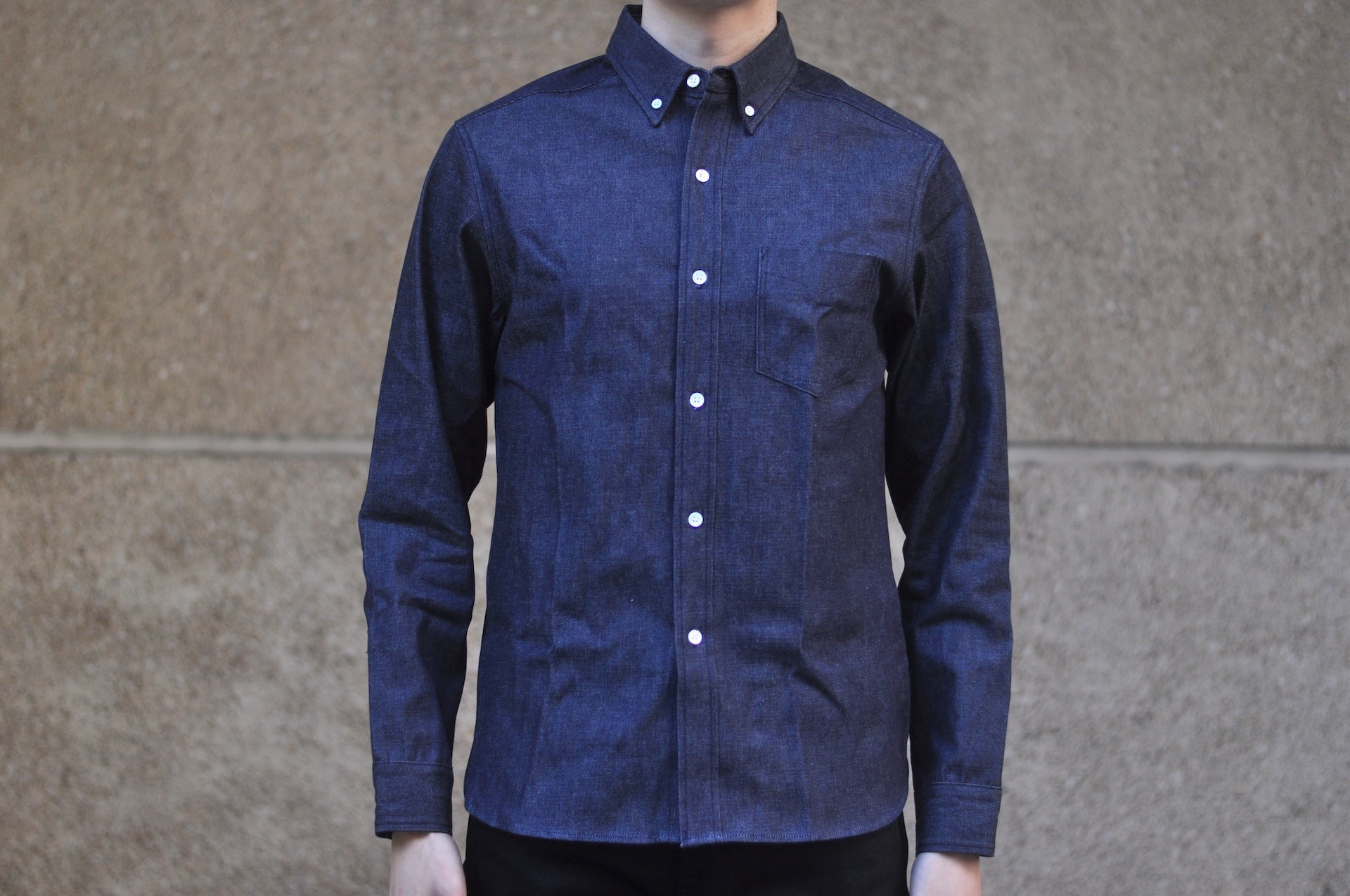 Unique Garment 12oz Selvage Denim 'Gatsby' Oxford Shirt (Grand Indigo)