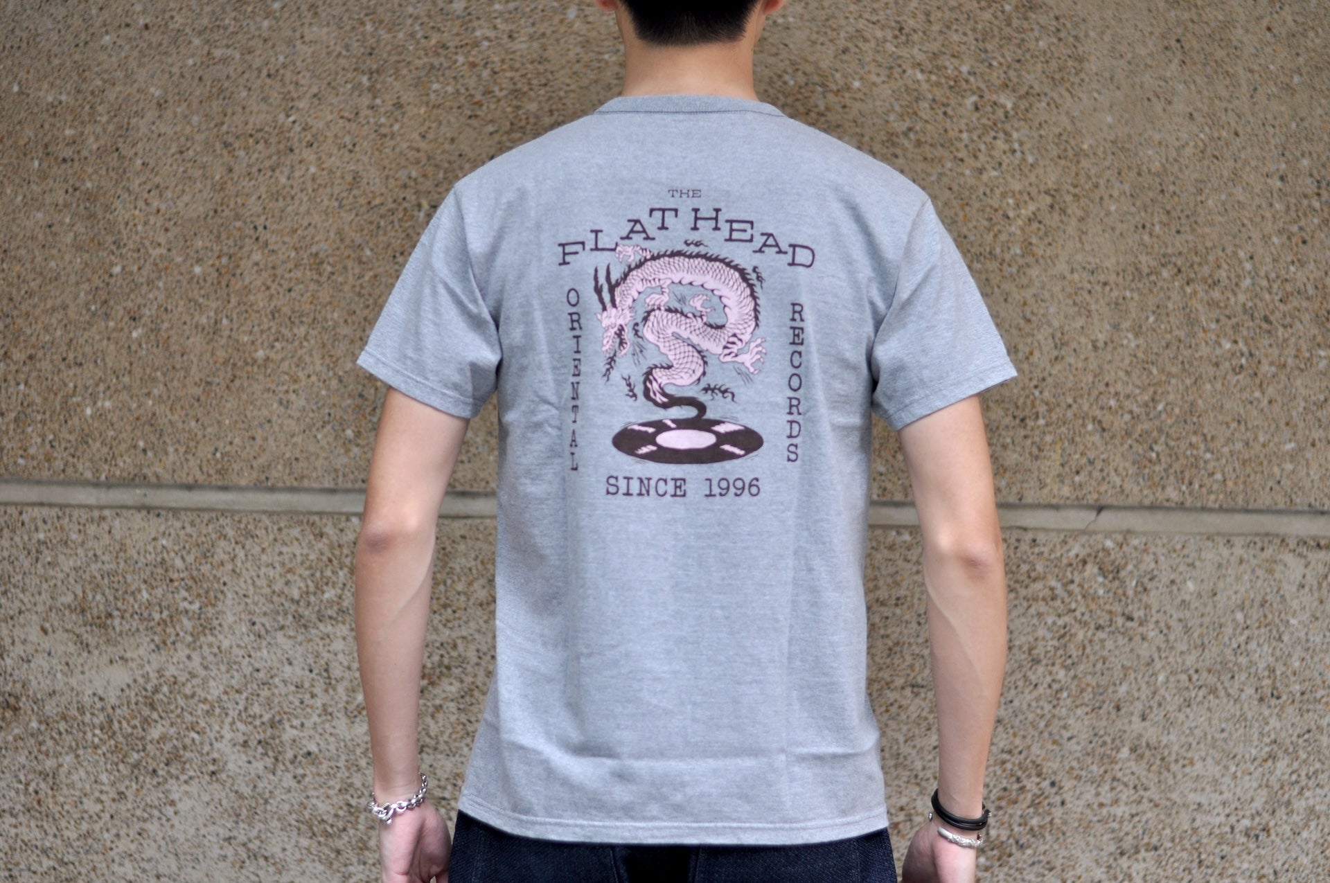 The Flat Head 9oz "Records" Loopwheeled Tee (Grey)