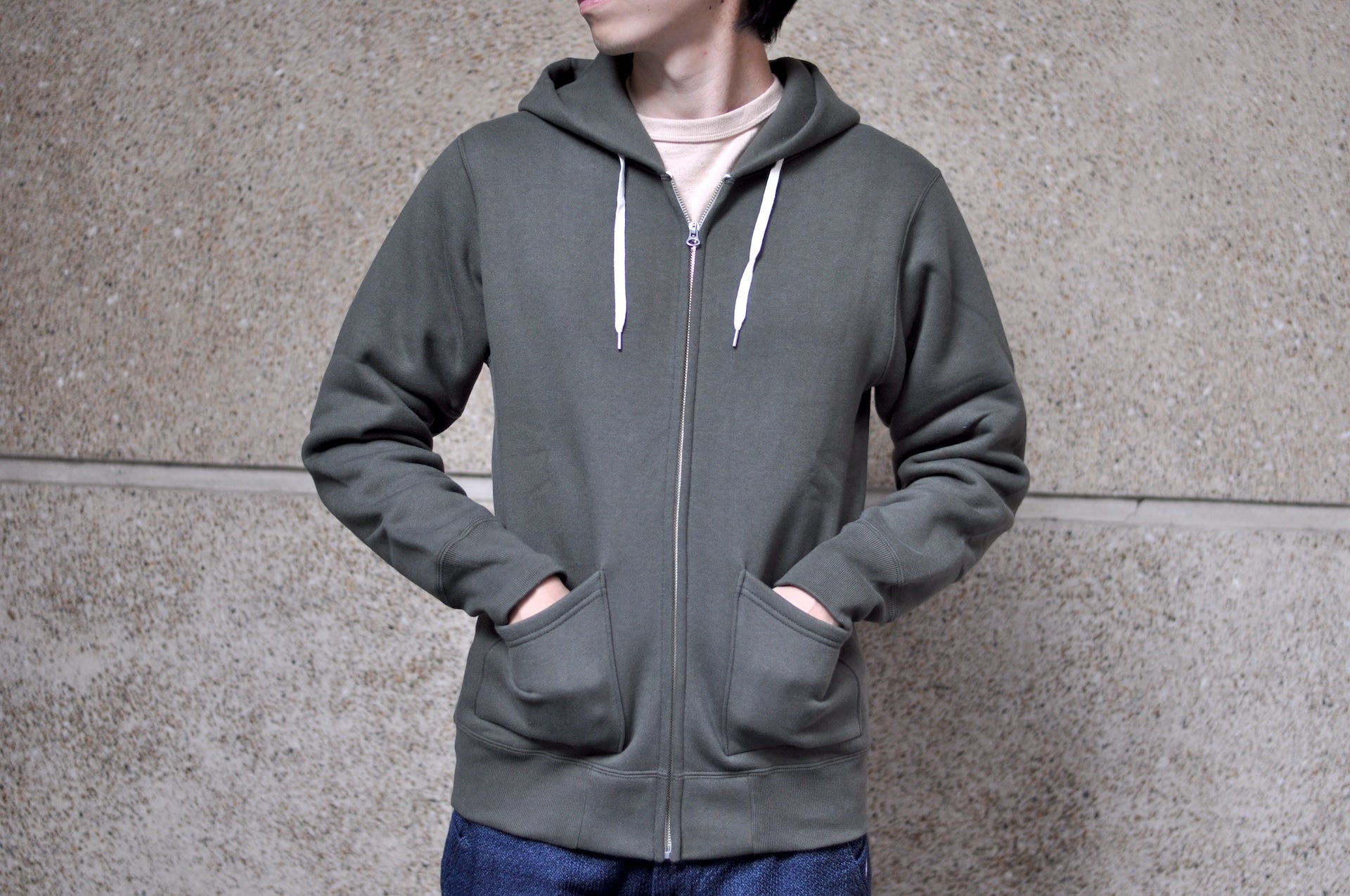 Unique Garment 12oz 'Pioneer' Loopwheeled Hoody (Desert Olive)