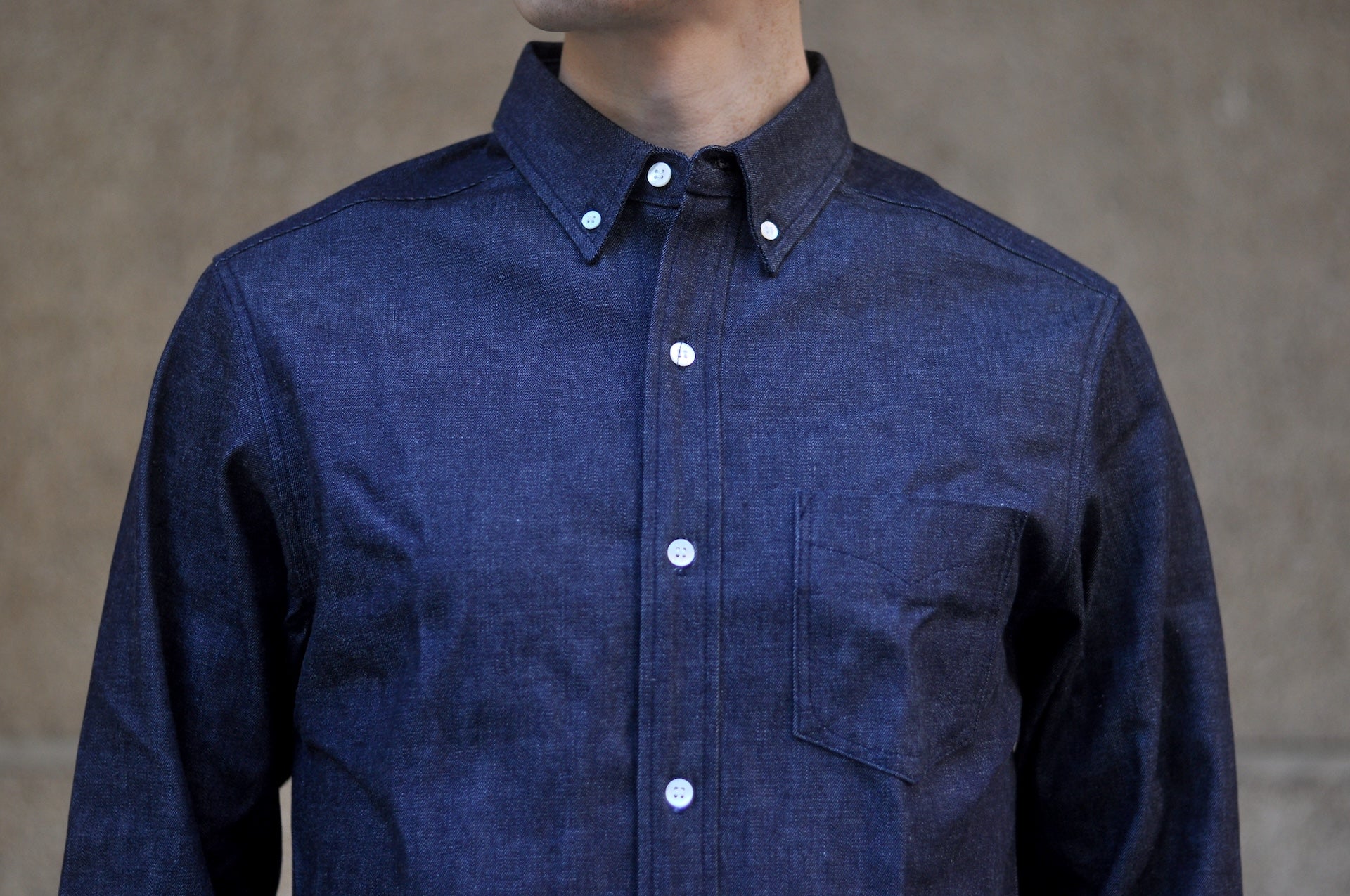 Unique Garment 12oz Selvage Denim 'Gatsby' Oxford Shirt (Grand Indigo)