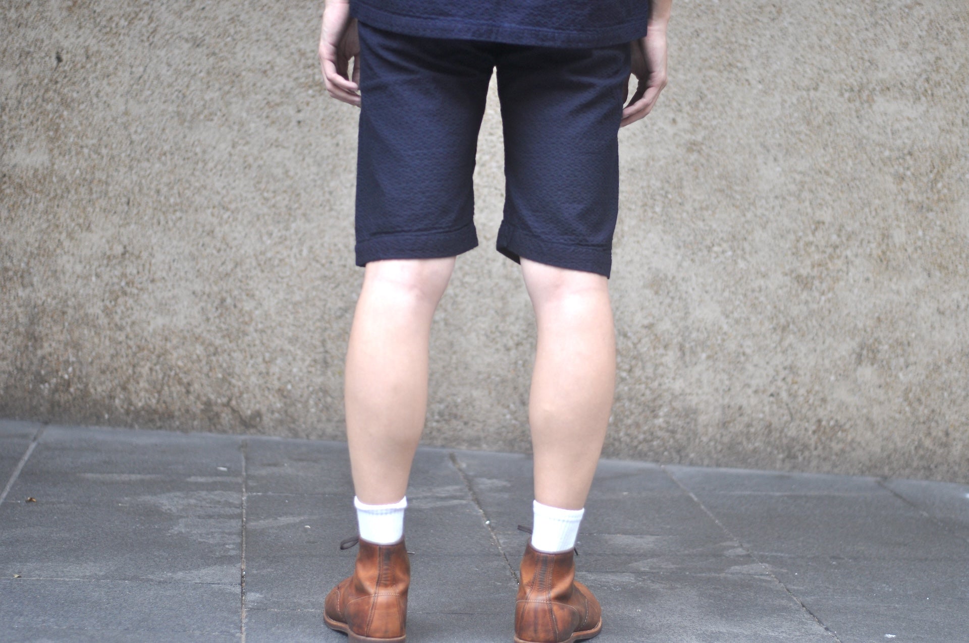 Studio D'Artisan Indigo Dyed Double-Layered Dobby Shorts