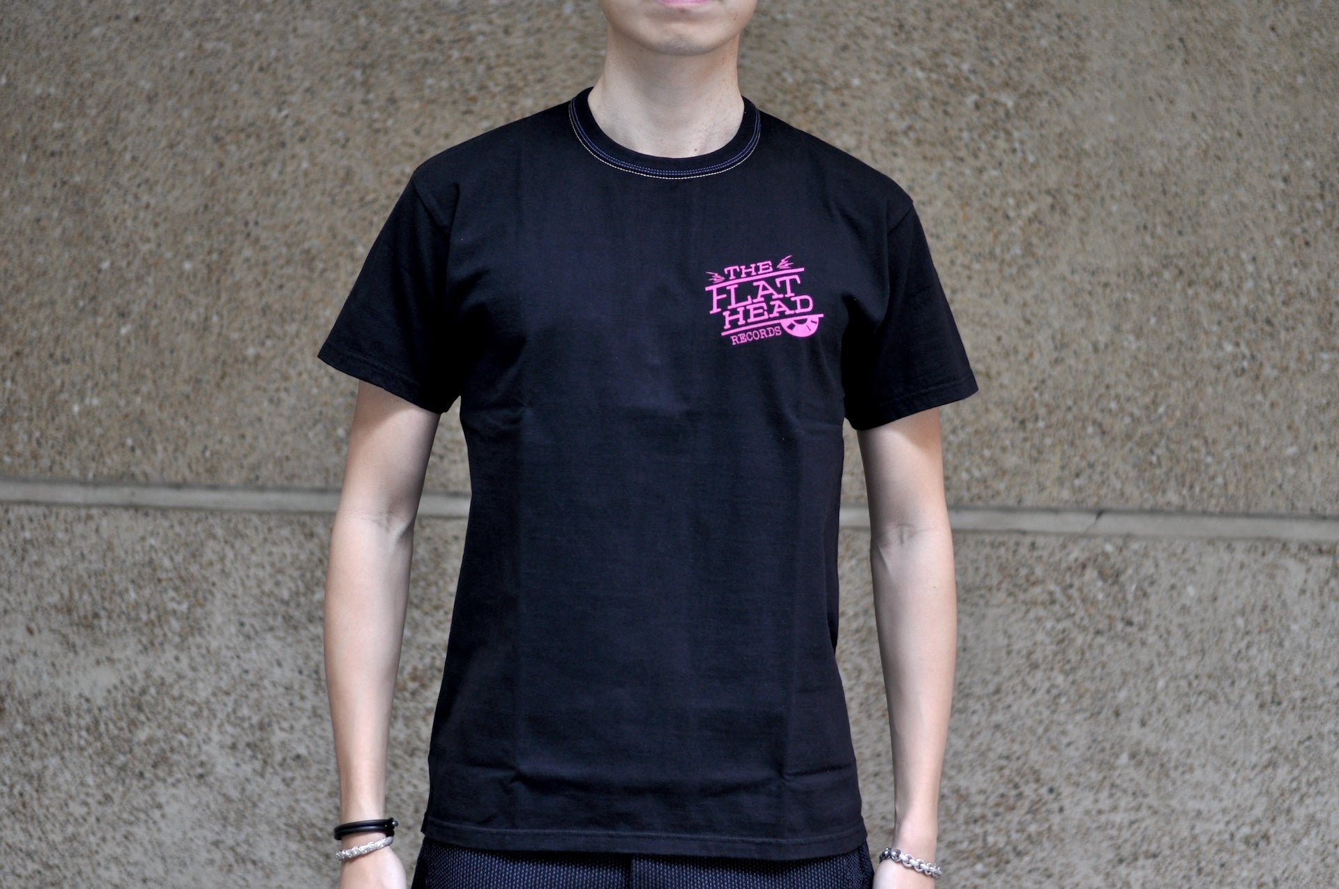 The Flat Head 9oz "Records" Loopwheeled Tee (Black)