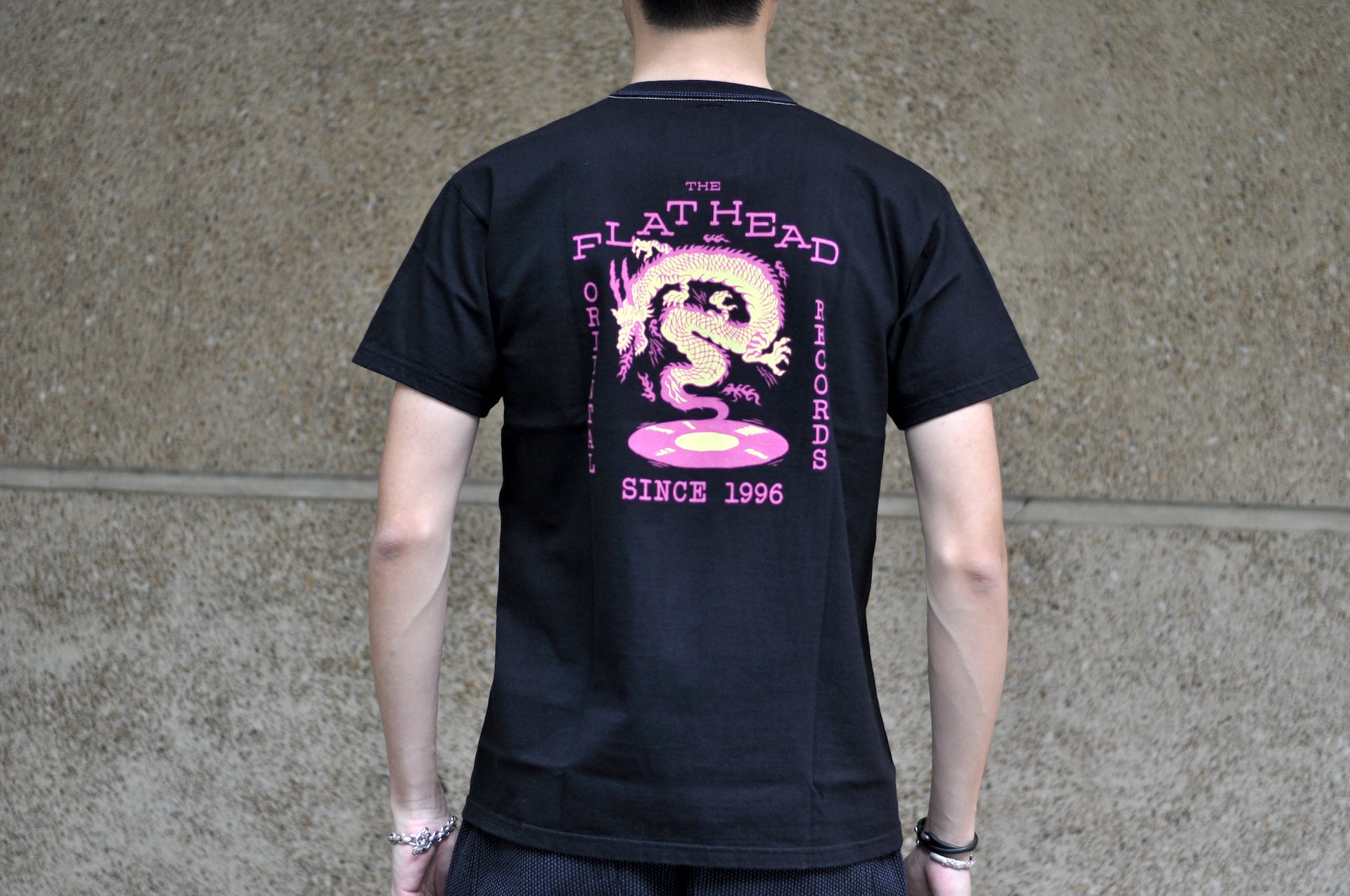 The Flat Head 9oz "Records" Loopwheeled Tee (Black)