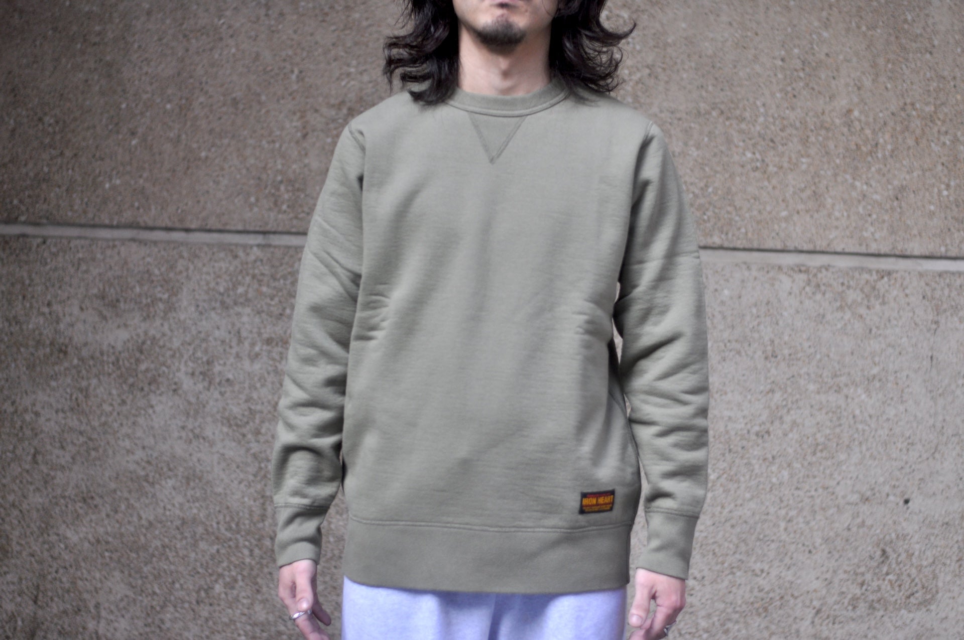 Iron Heart 14oz “Ultra-Heavyweight” Loopwheeled Crew Neck Sweatshirt (Vintage Olive)
