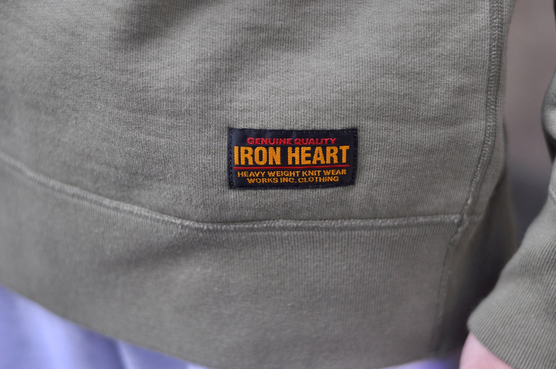 Iron Heart 14oz “Ultra-Heavyweight” Loopwheeled Crew Neck Sweatshirt (Vintage Olive)