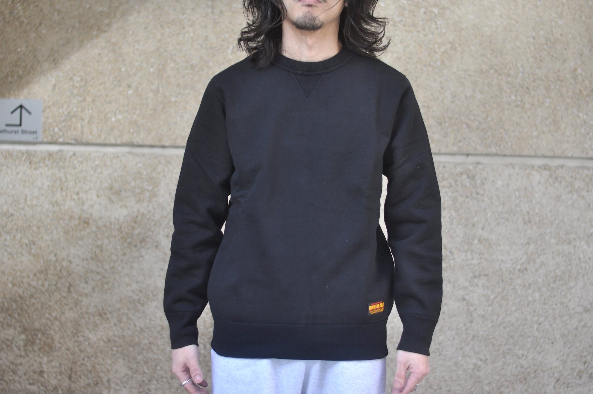 Iron Heart 14oz “Ultra-Heavyweight” Loopwheeled Crew Neck Sweatshirt (Solid Black)