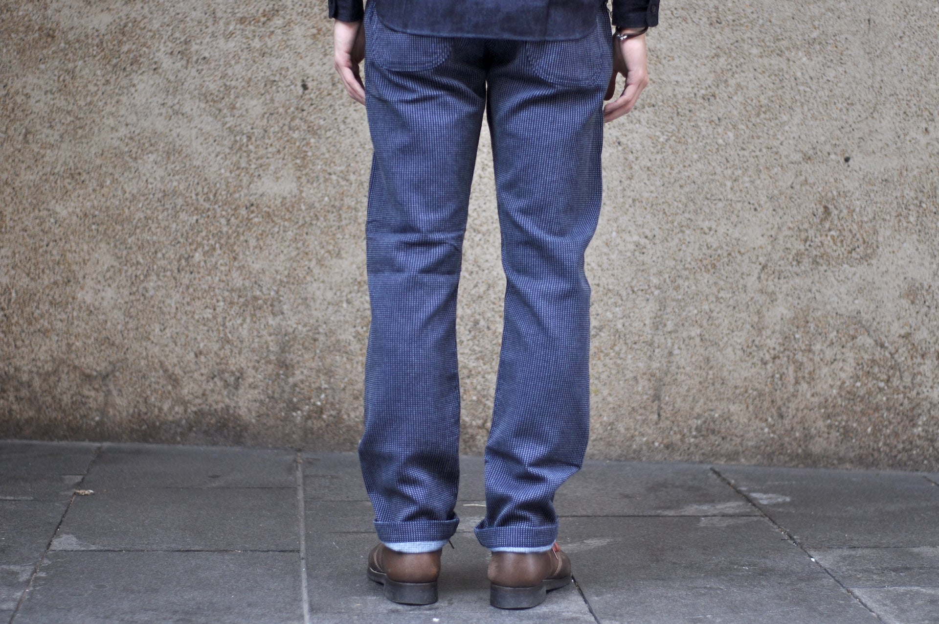 Pure Blue Japan 12oz Indigo Dyed "Pin-Dot Type" Sashiko Comfort Trousers (Regular Straight fit)